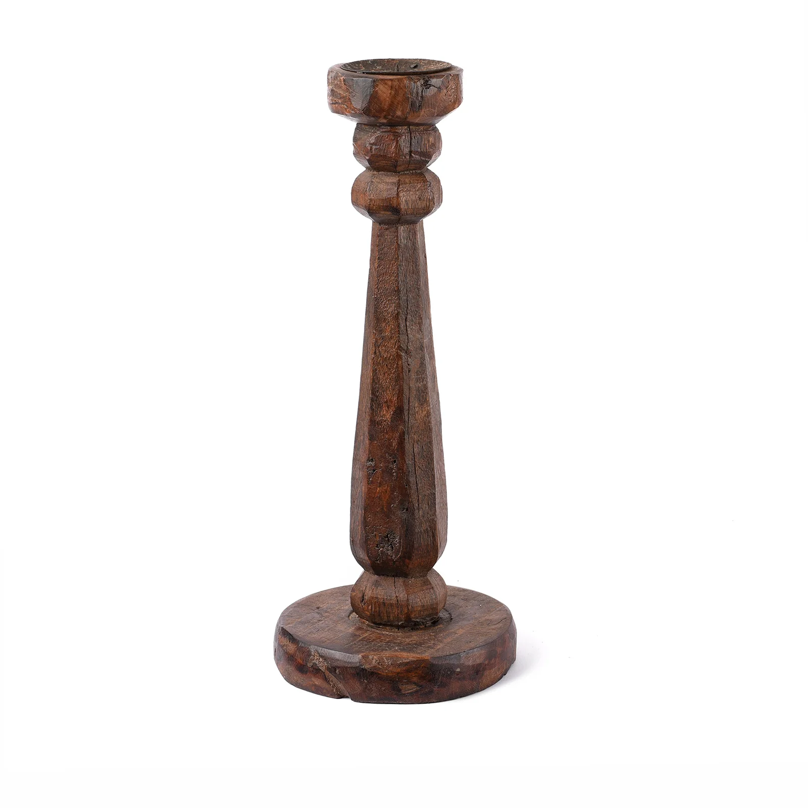 Carved Teak Candle Stick From Banswara - Ca 1920