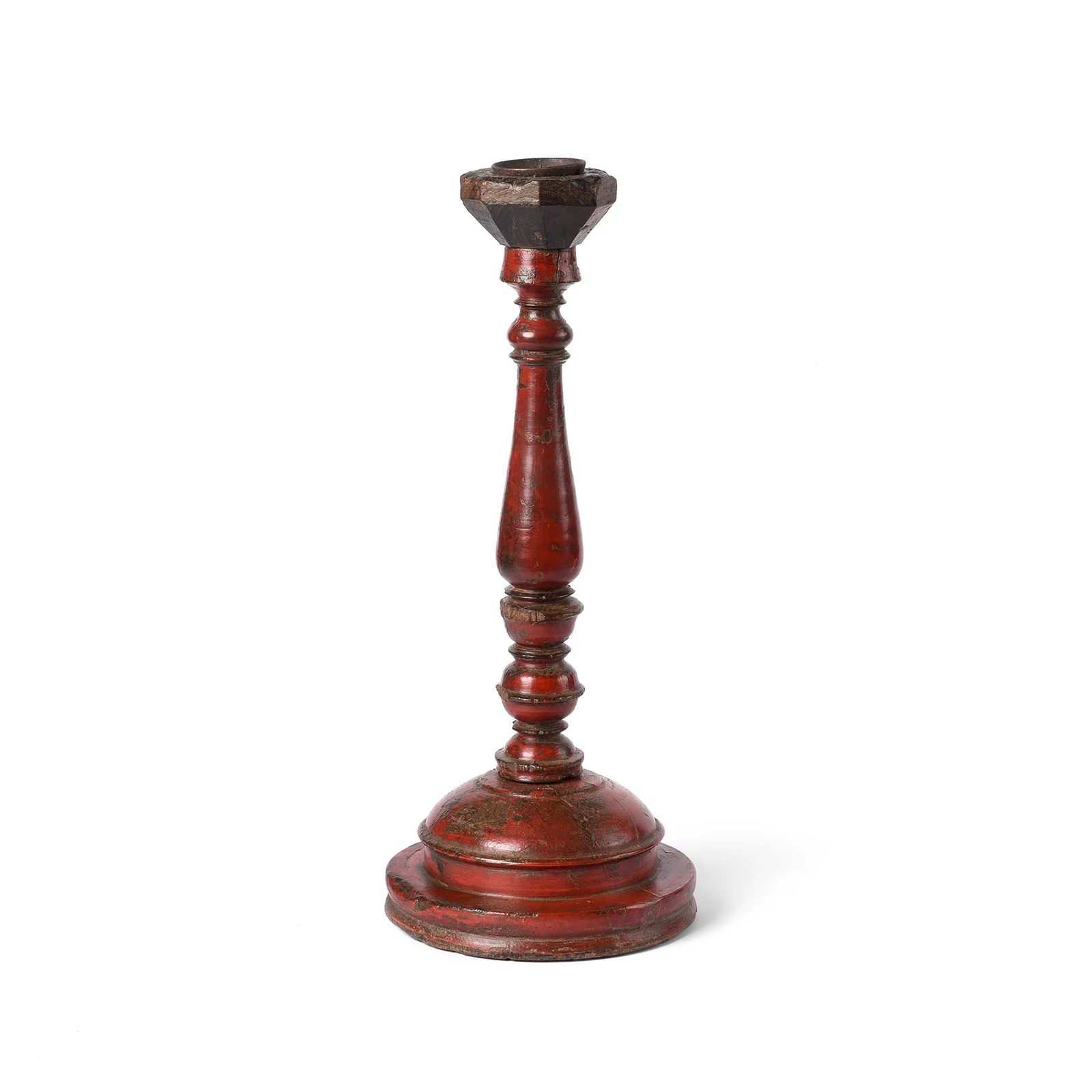Red Lacquered Candle Stick From Banswara - 19th Century - Image 4