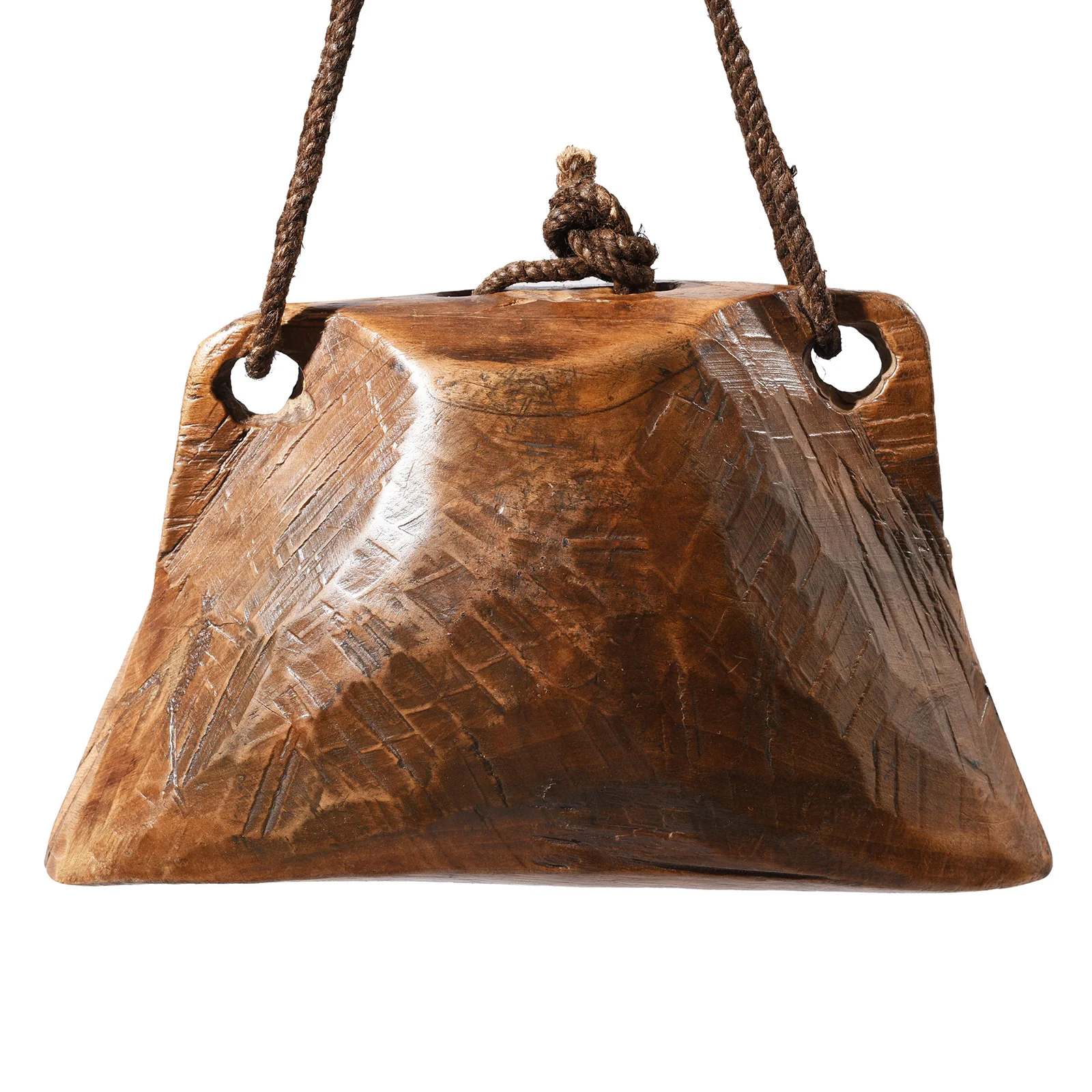 Carved Teak Cowbell From Rajasthan - Early 20th Century - Image 4