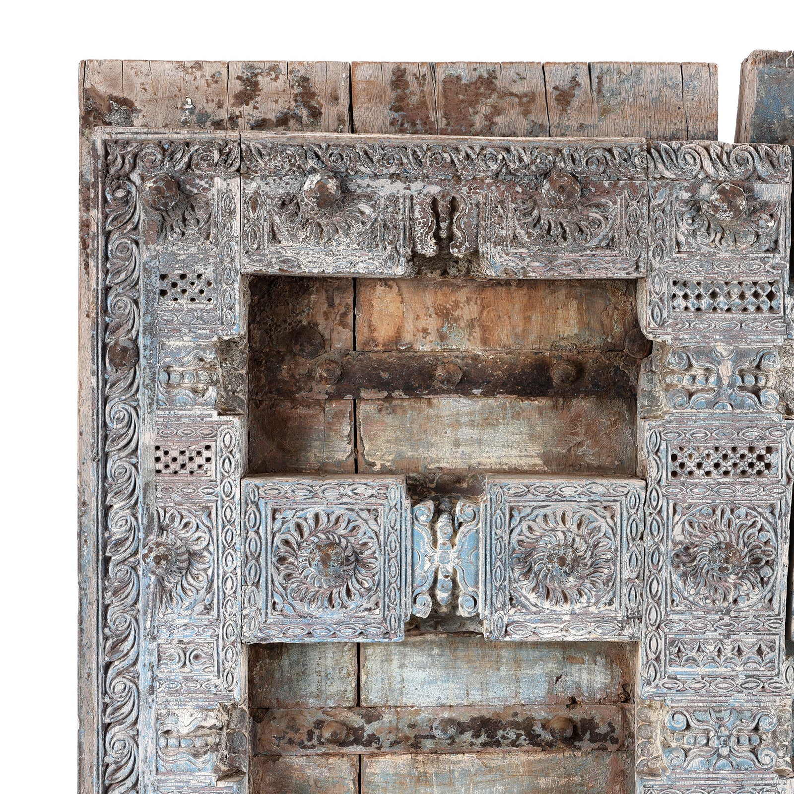 Blue Painted Teak Door From Kutch - 19th Century - Image 6