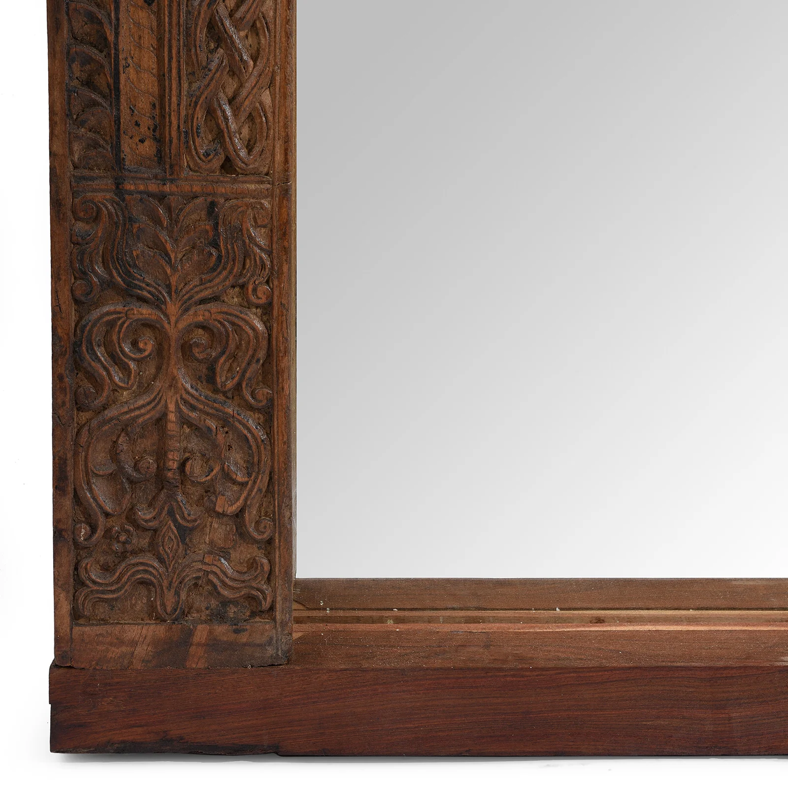 Carved Teak Door Mirror From Uttar Pradesh - 19th Century - Image 4