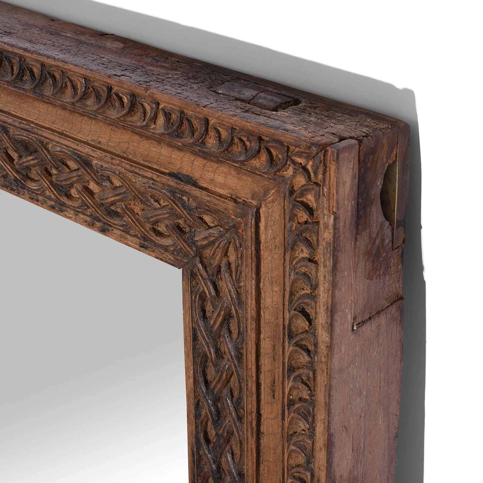 Carved Teak Door Mirror From Uttar Pradesh - 19th Century - Image 6