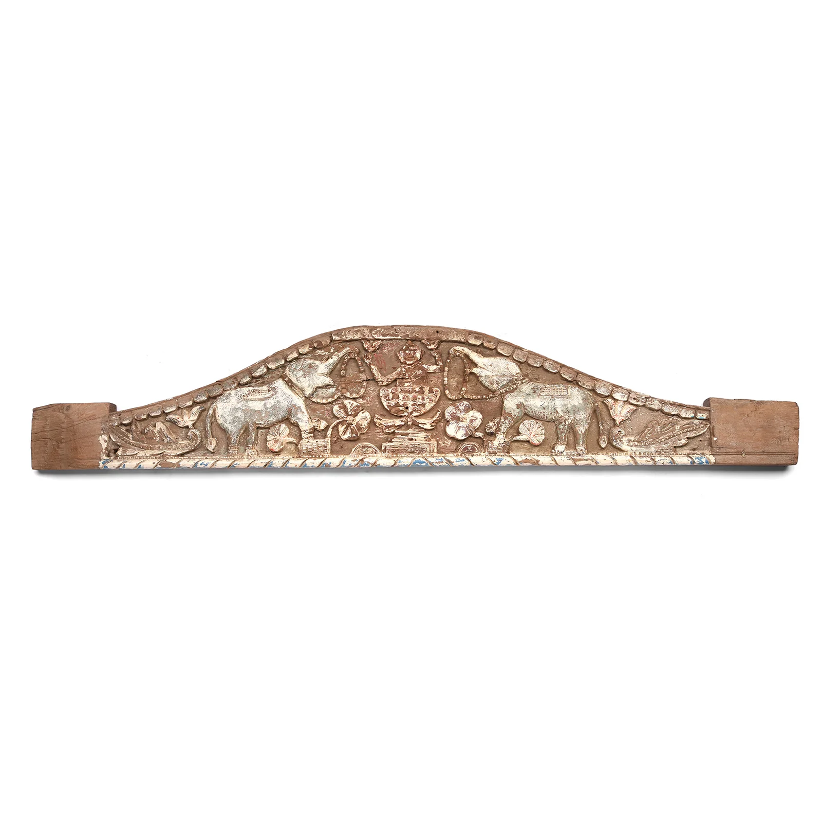 Carved Teak Lintel Panel From Andra Pradesh - 19th Century