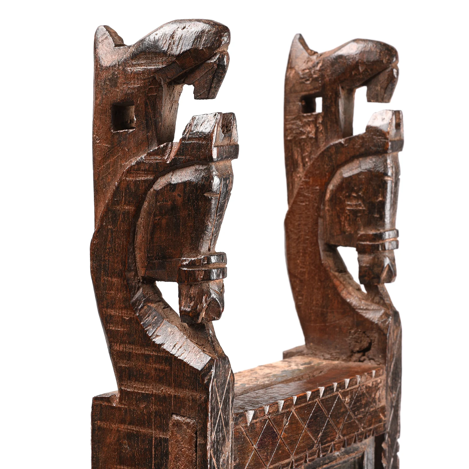 Carved Teak Indian Tribal Mirror From Banswara - 19th Century - Image 3
