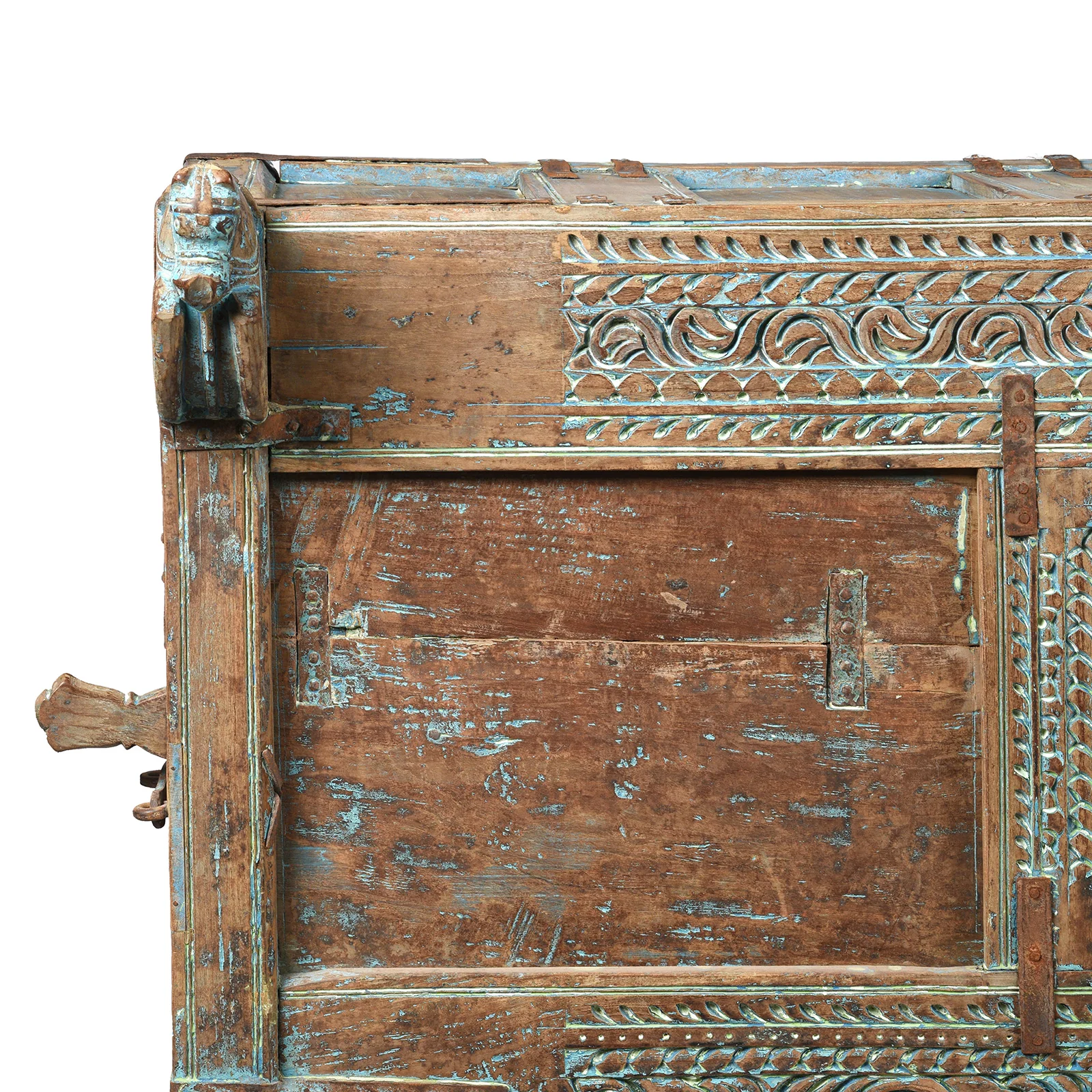Carved Teak Majus Dowry Chest From Banswara - 19th Century - Image 14