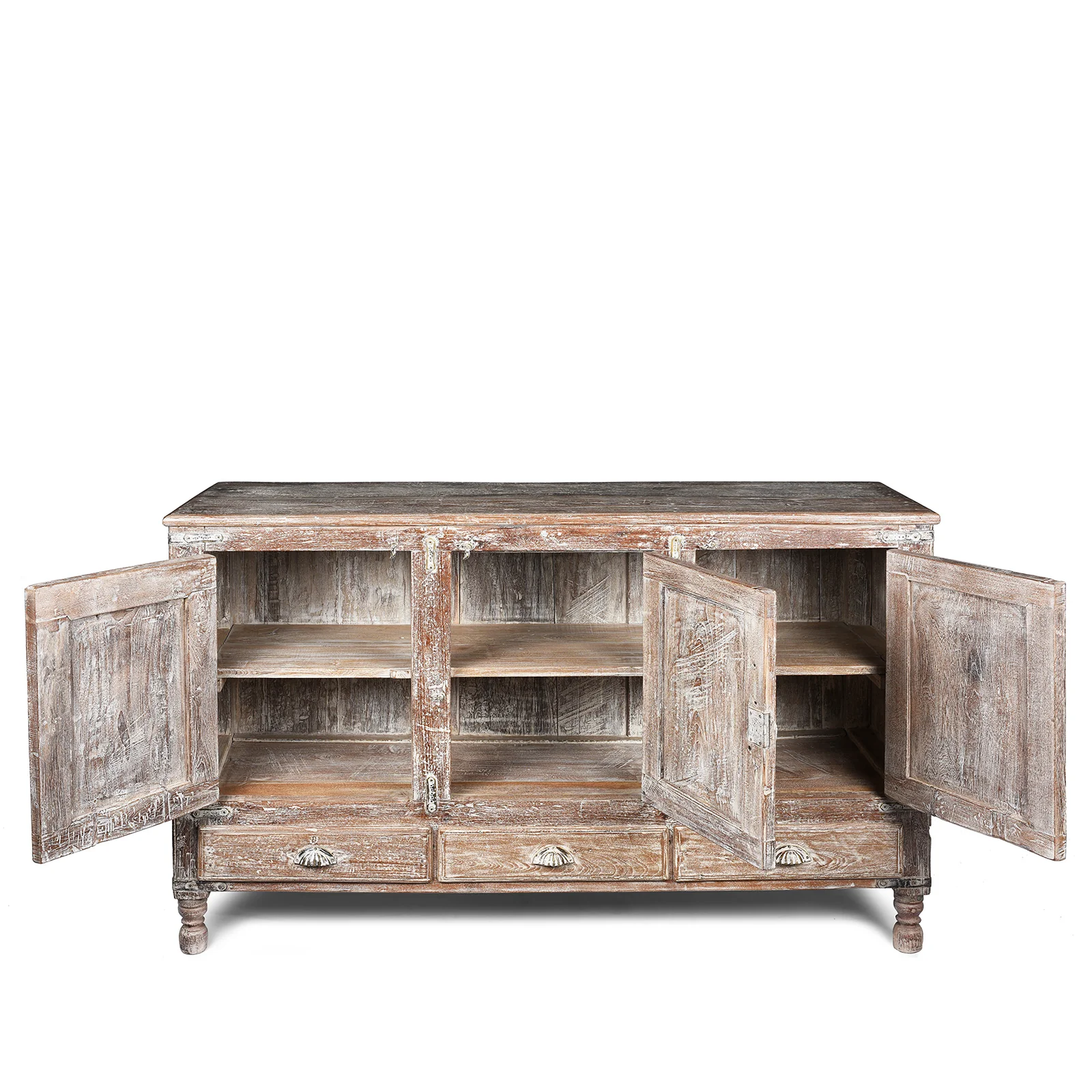 Carved Teak Sideboard With Sunburst Panels - 19th Century - Image 4