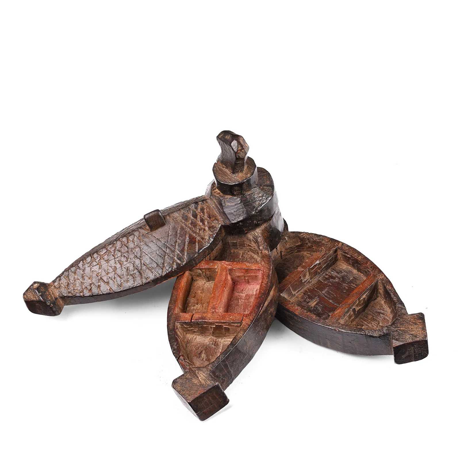Carved Teak Tika Box From Banswara, Rajasthan - Ca 1920 - Image 2