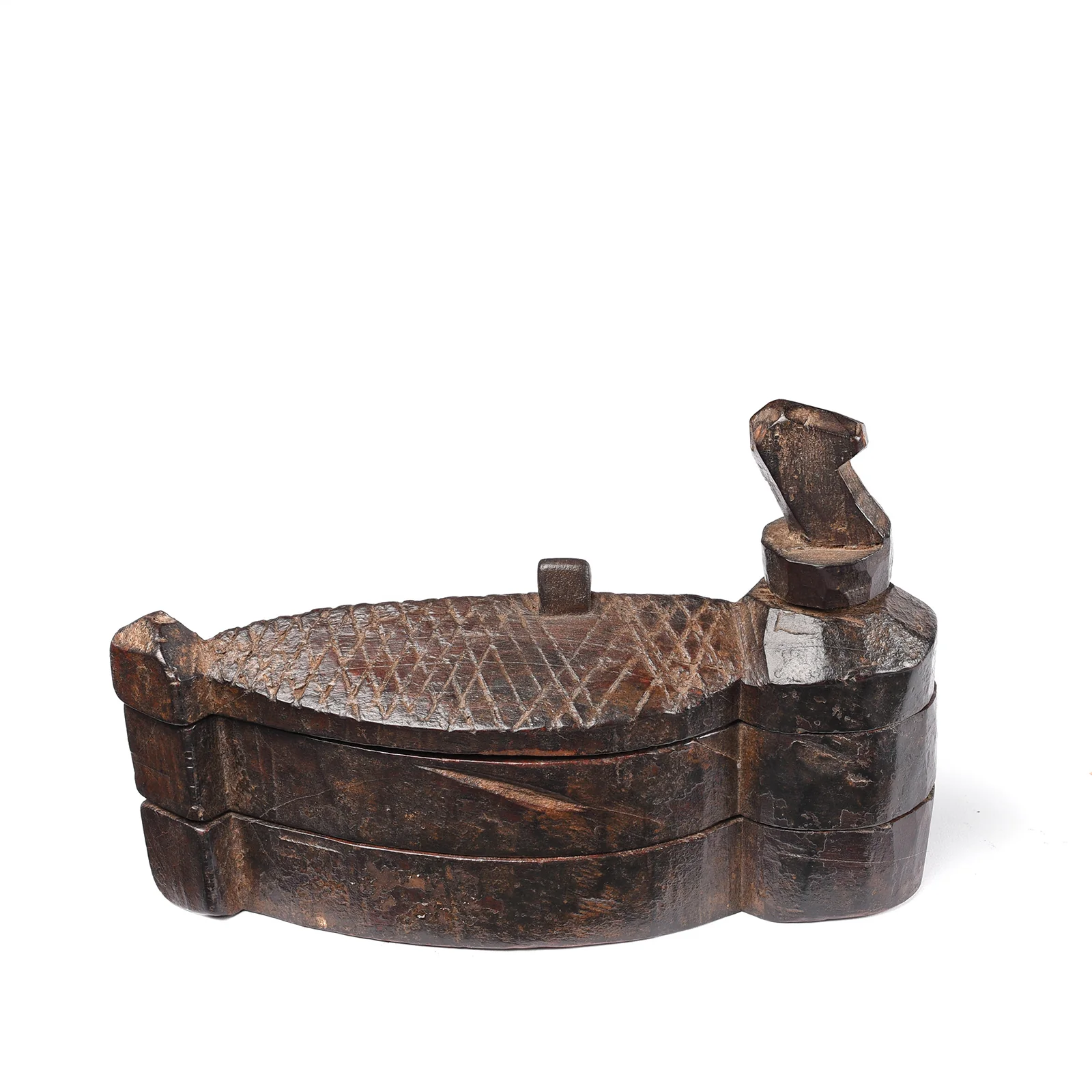 Carved Teak Tika Box From Banswara, Rajasthan - Ca 1920 - Image 5
