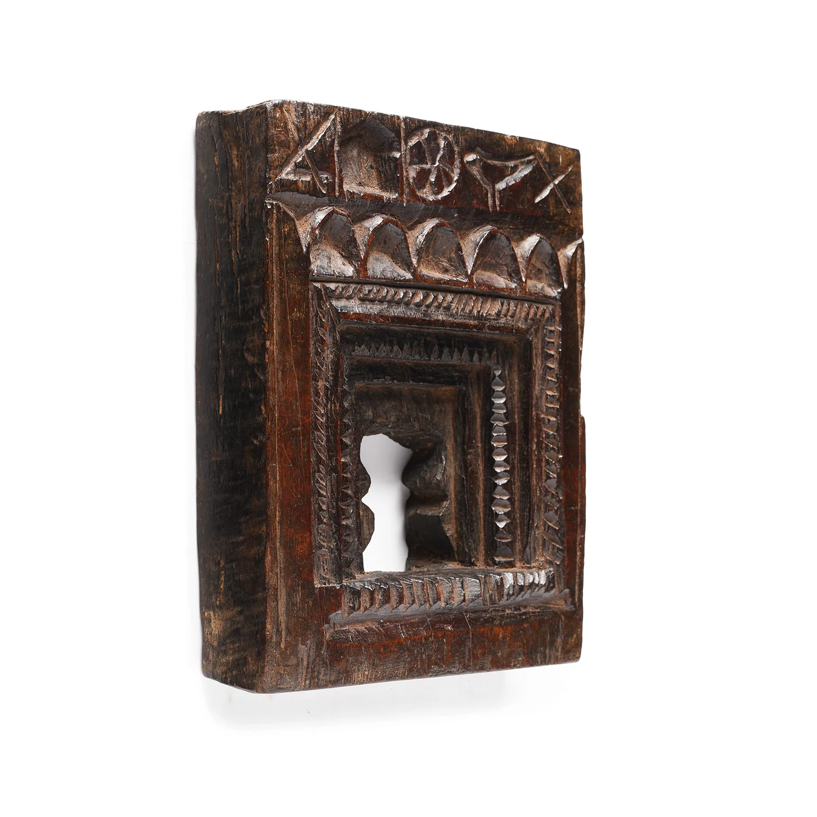 Carved Teak Votive Panel From Andhra Pradesh - Ca 1920's - Image 2