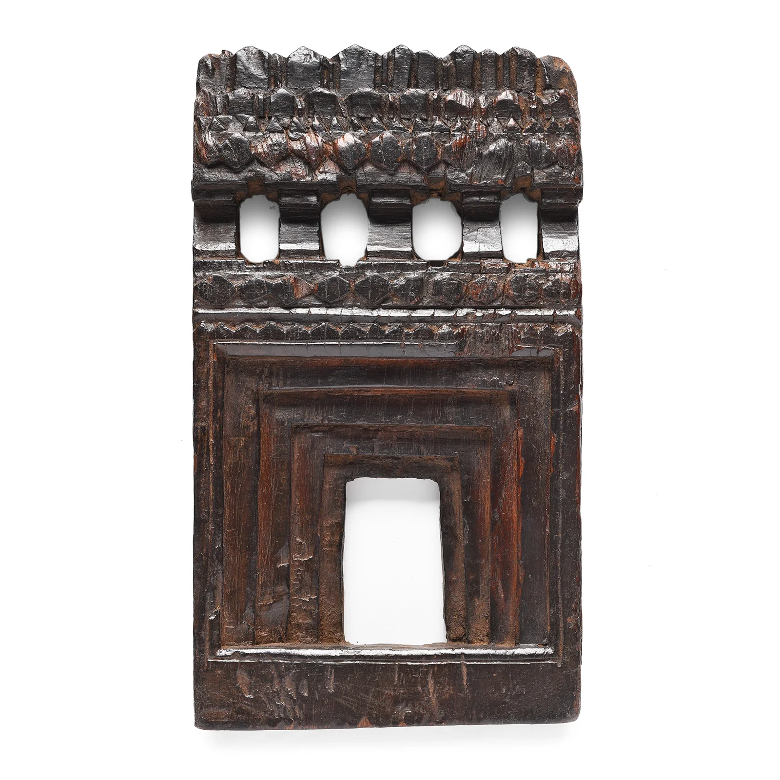 Carved Teak Votive Panel From Andhra Pradesh - Ca 1900