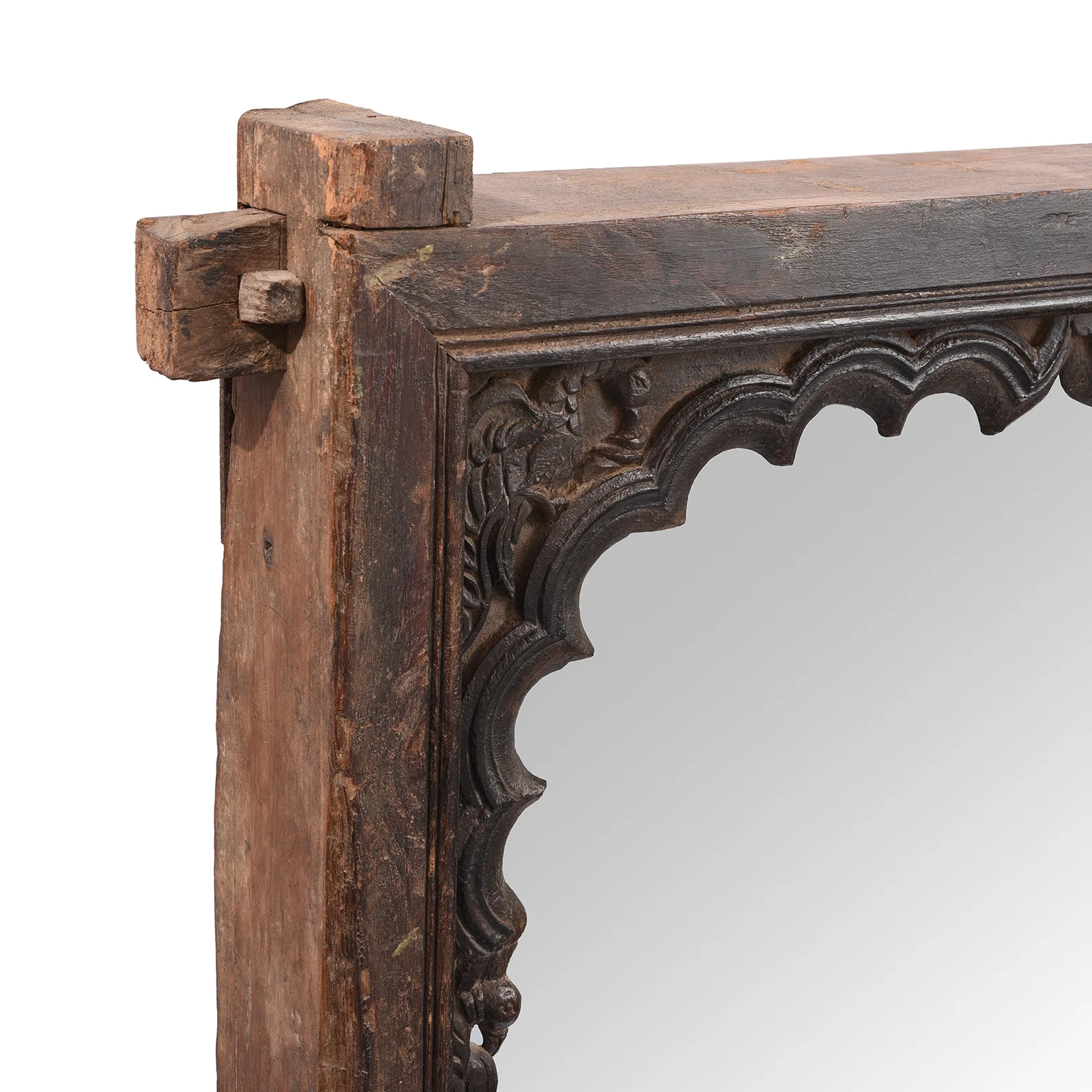 Carved Teak Window Mirror From Rajasthan - 19th Century - Image 5