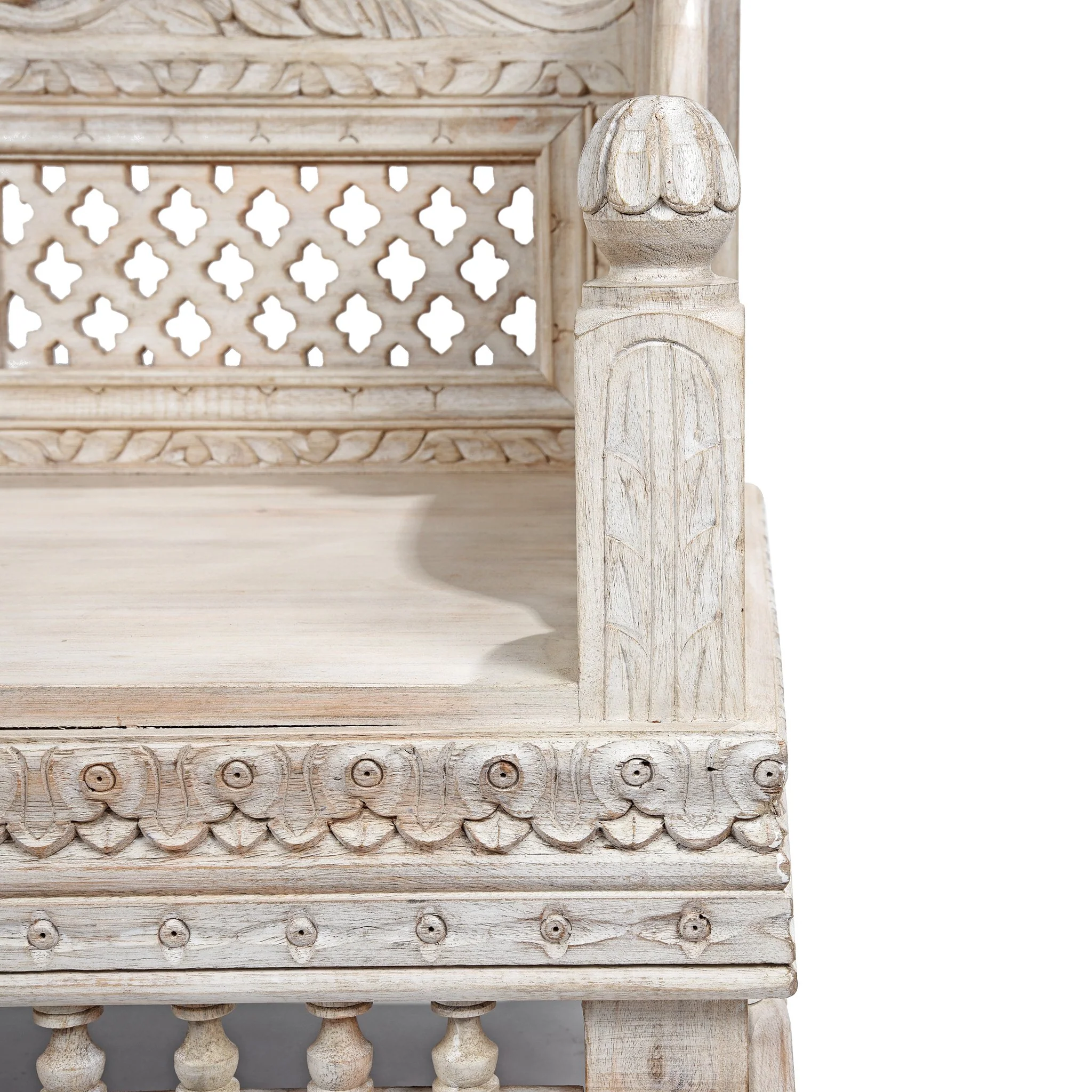 Carved & Limed Mango Wood Daybed - Image 9