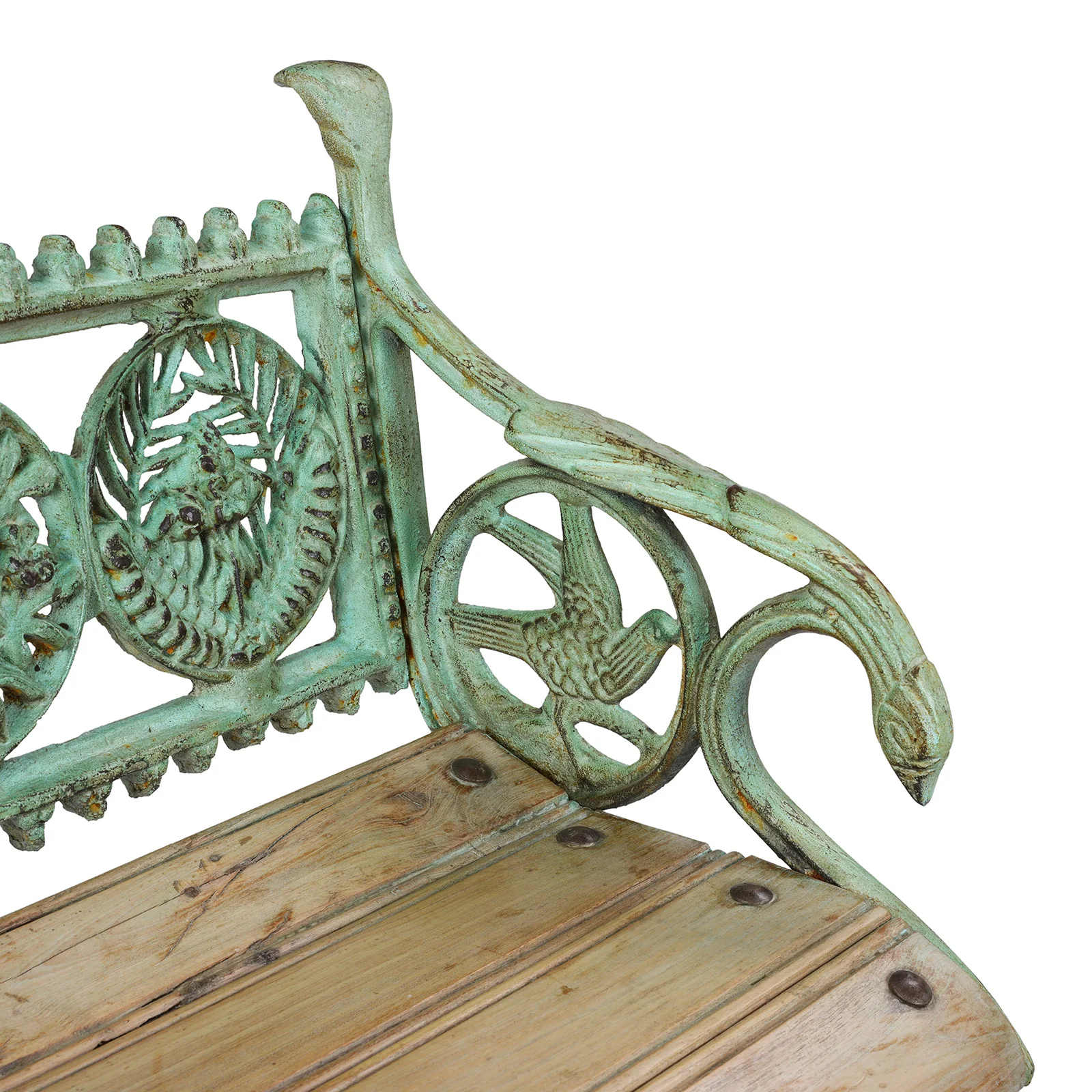 Verdigris Cast Iron Outdoor Dog Bench - Image 4