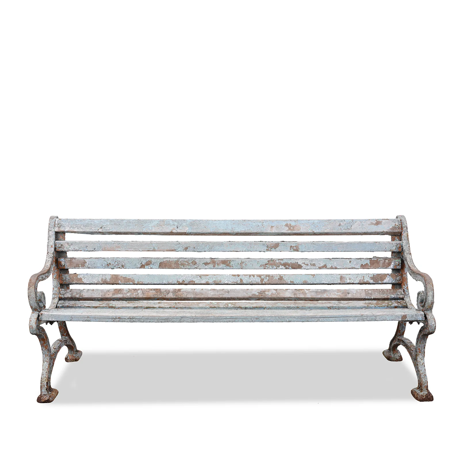 Blue Cast Iron Outdoor Bench - Ca 1940 - Image 2