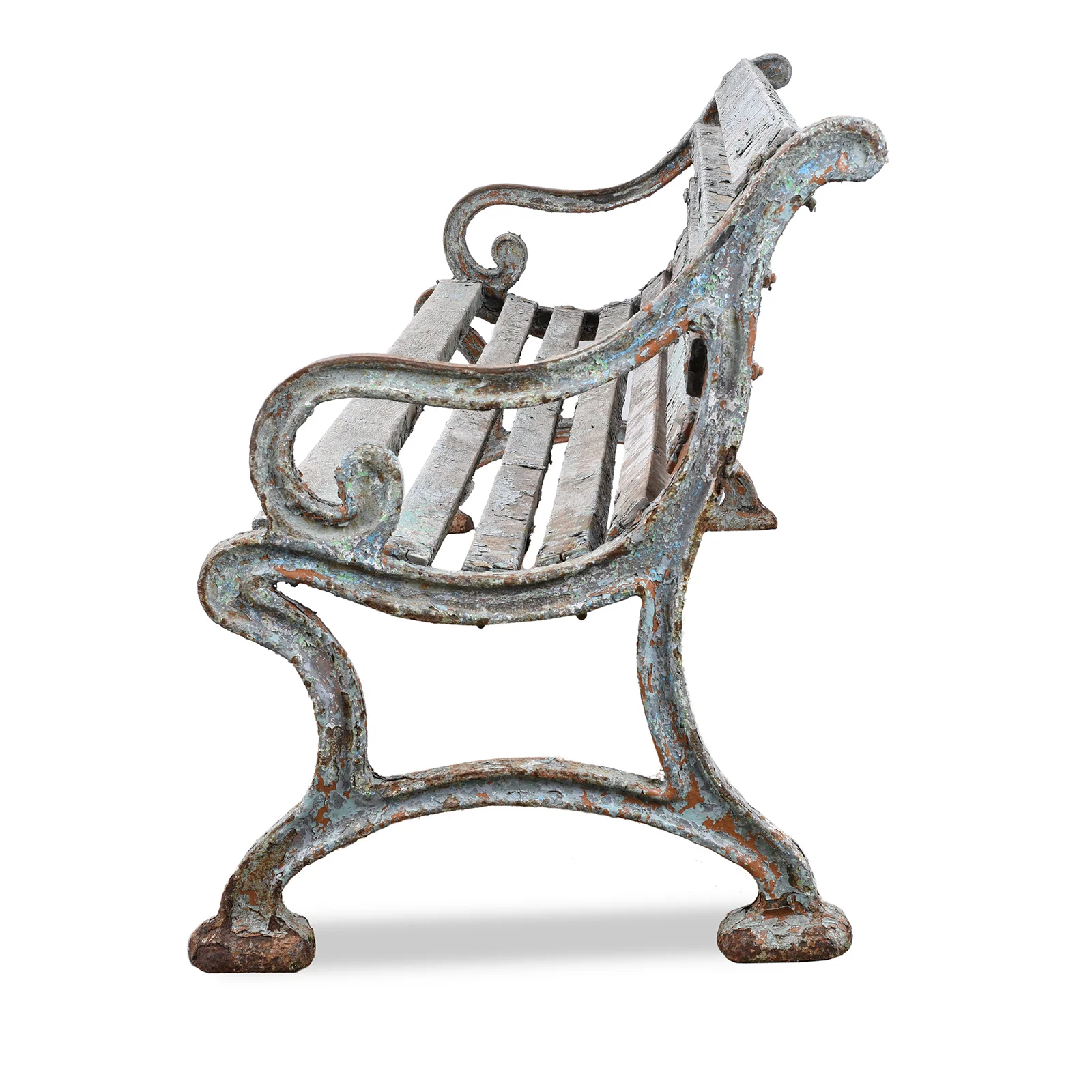 Blue Cast Iron Outdoor Bench - Ca 1940 - Image 4