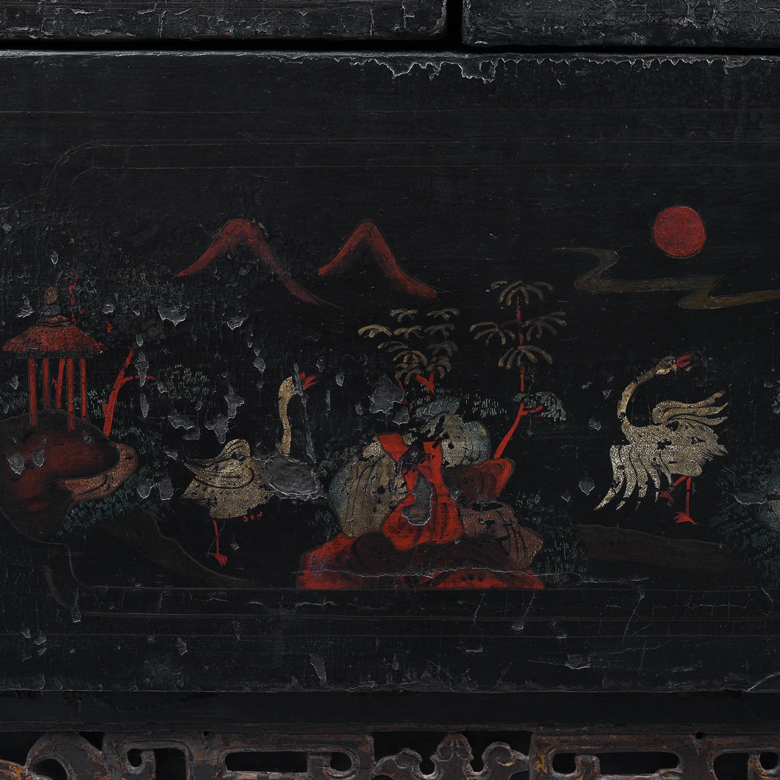 Black Lacquer Wedding Cabinet From Shanxi -19th Century - Image 11