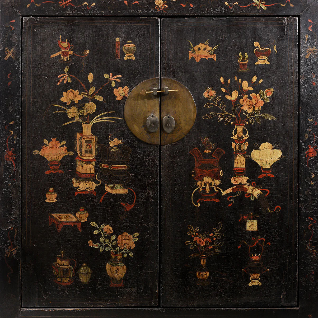 Black Lacquer Wedding Cabinet From Shanxi -19th Century - Image 4