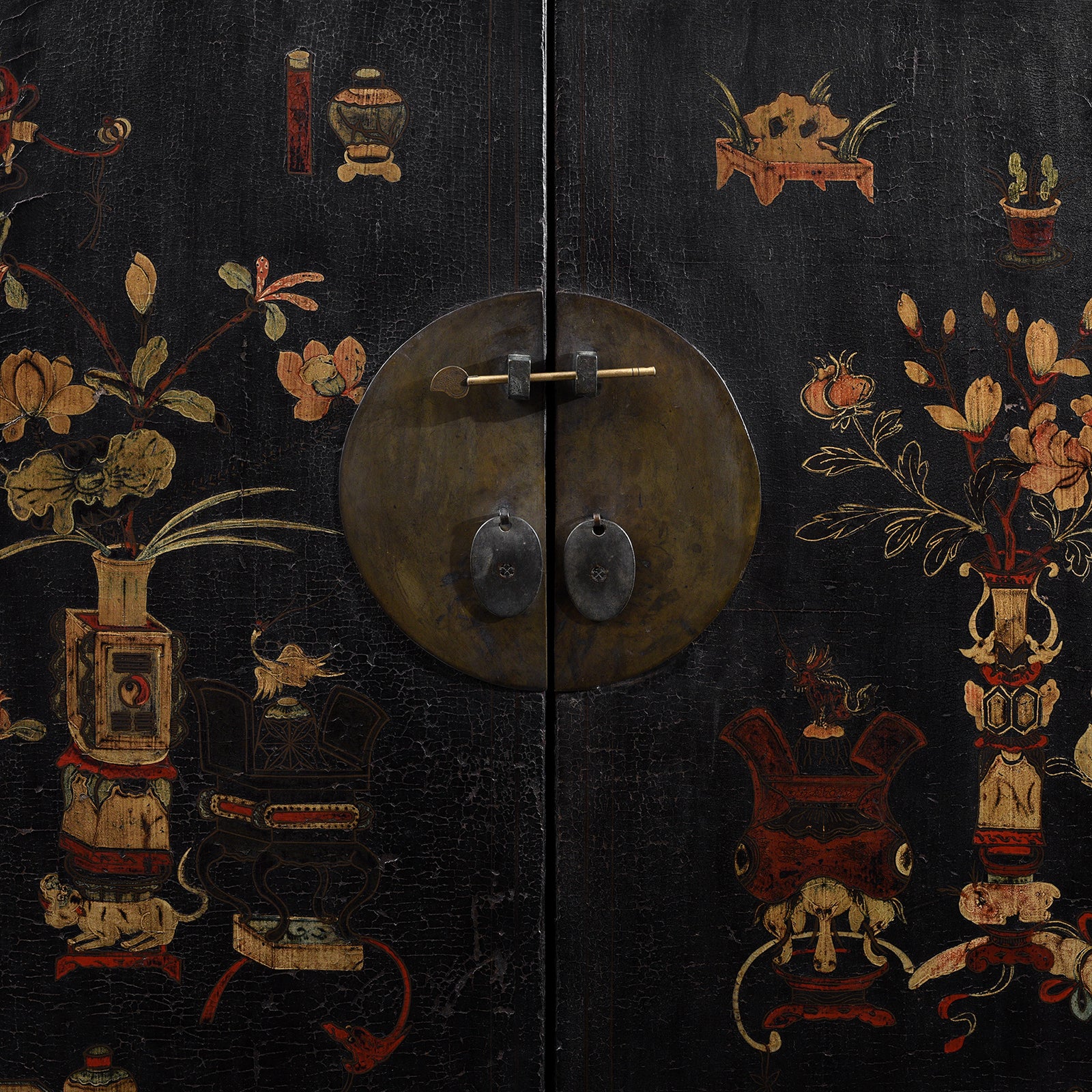 Black Lacquer Wedding Cabinet From Shanxi -19th Century - Image 8