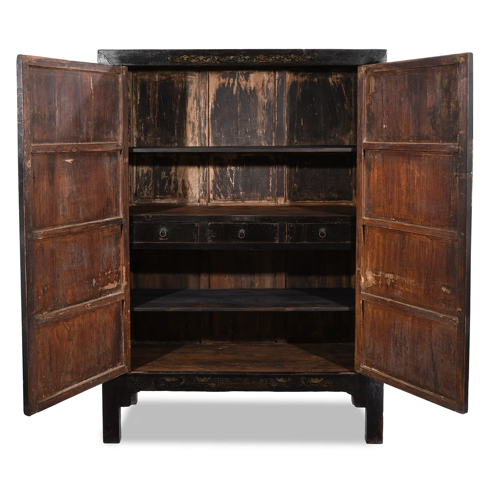 Black Lacquer Wedding Cabinet From Shanxi -19th Century - Image 5