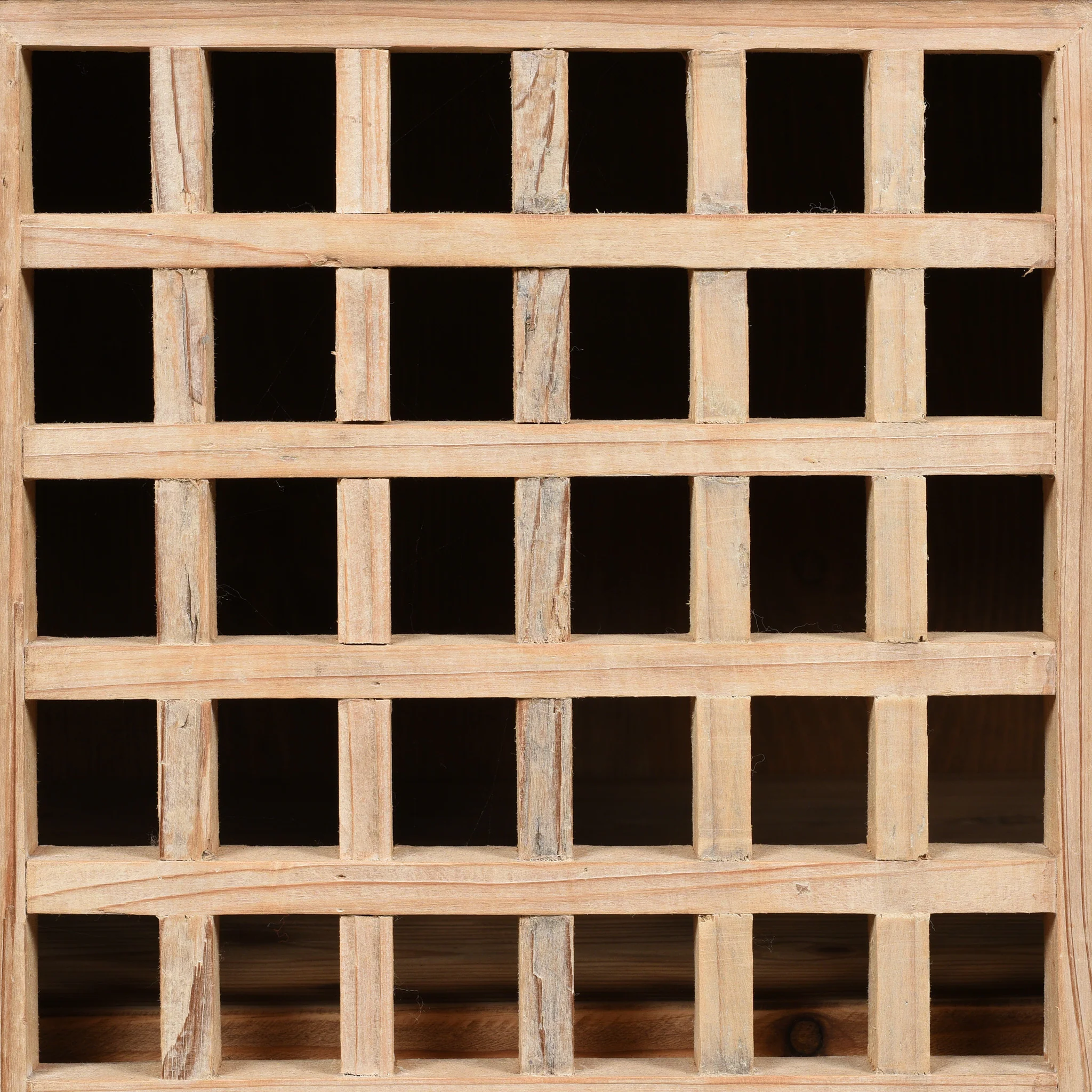 Reclaimed Pine Noodle Side Cabinet with Lattice Door - Country Style - Image 4
