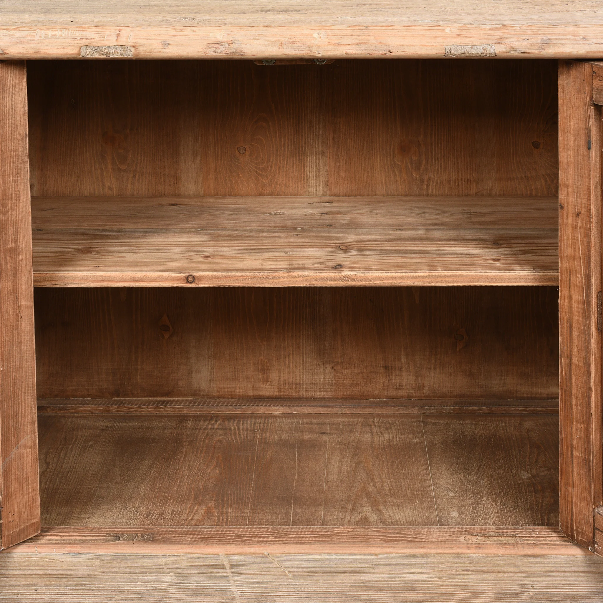 Reclaimed Pine Noodle Side Cabinet with Lattice Door - Country Style - Image 6