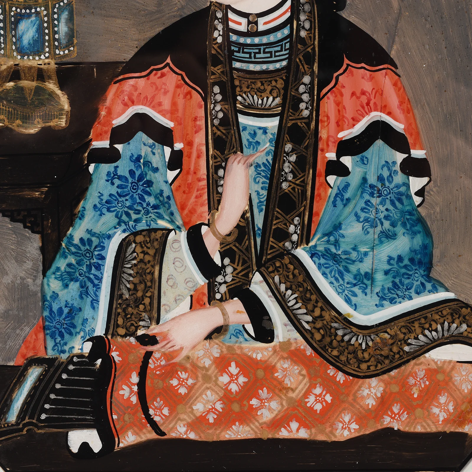 Pair of Chinese Export Reverse Glass Paintings - Late 18th Century - Image 7