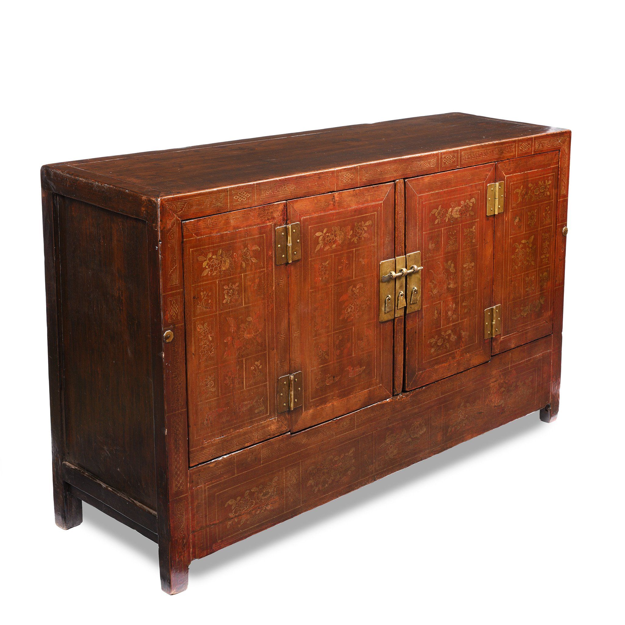 Orange Lacquer Sideboard From Dongbei - Ca 1920 - Image 2