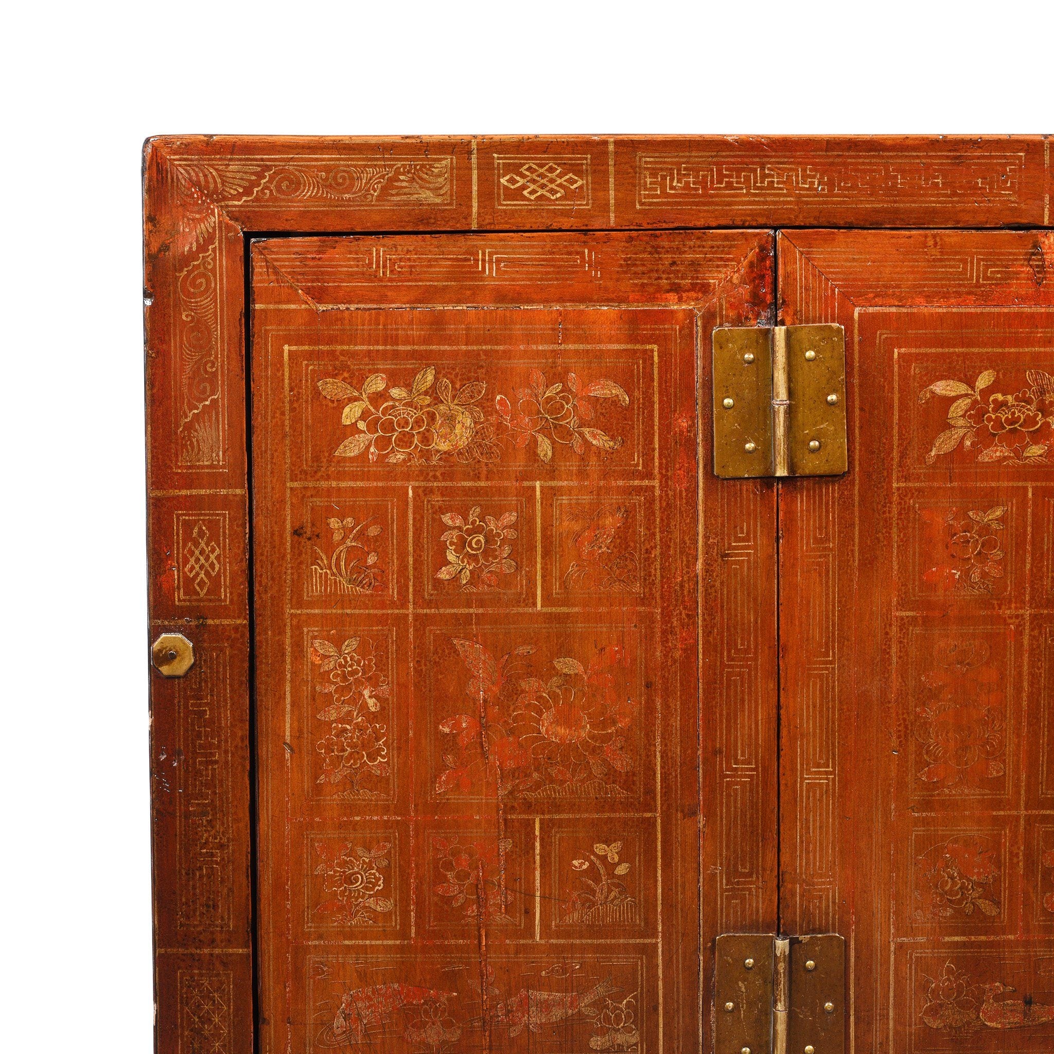 Orange Lacquer Sideboard From Dongbei - Ca 1920 - Image 6