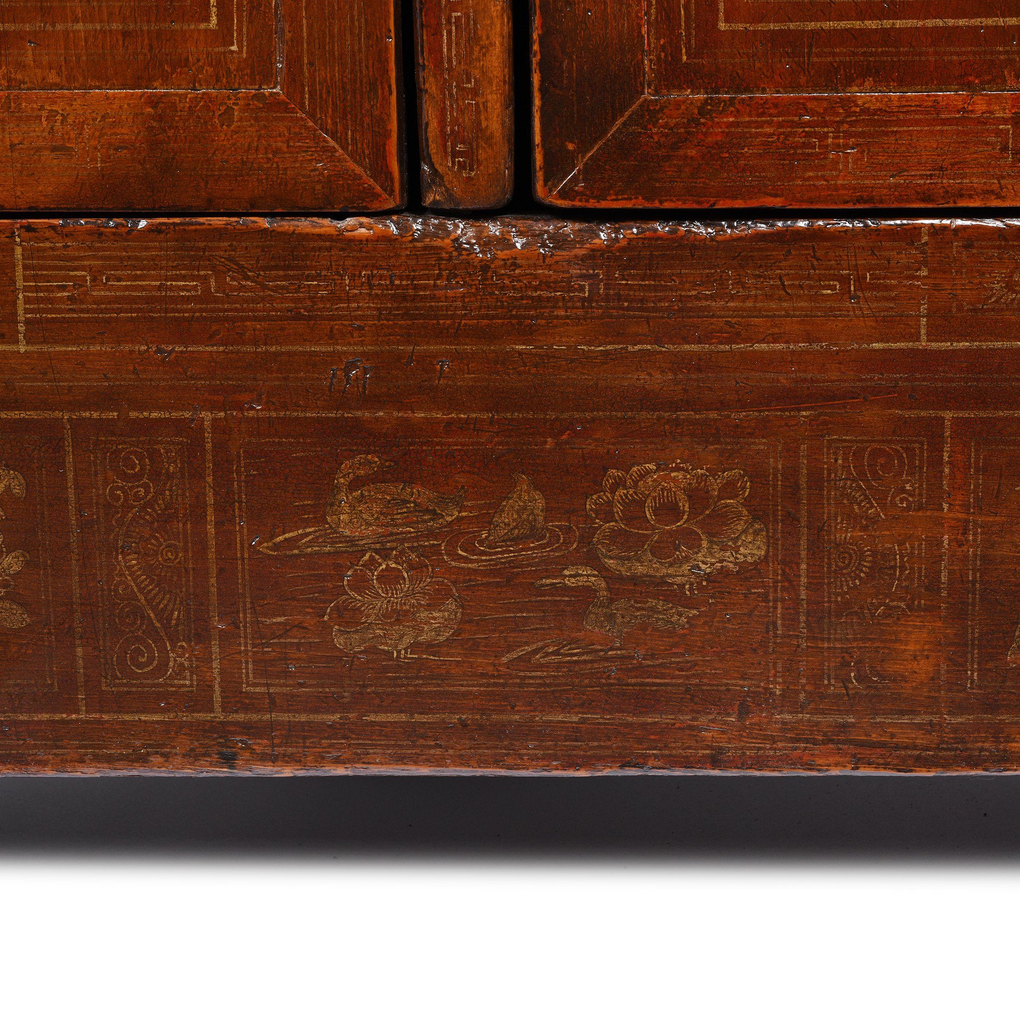 Orange Lacquer Sideboard From Dongbei - Ca 1920 - Image 9