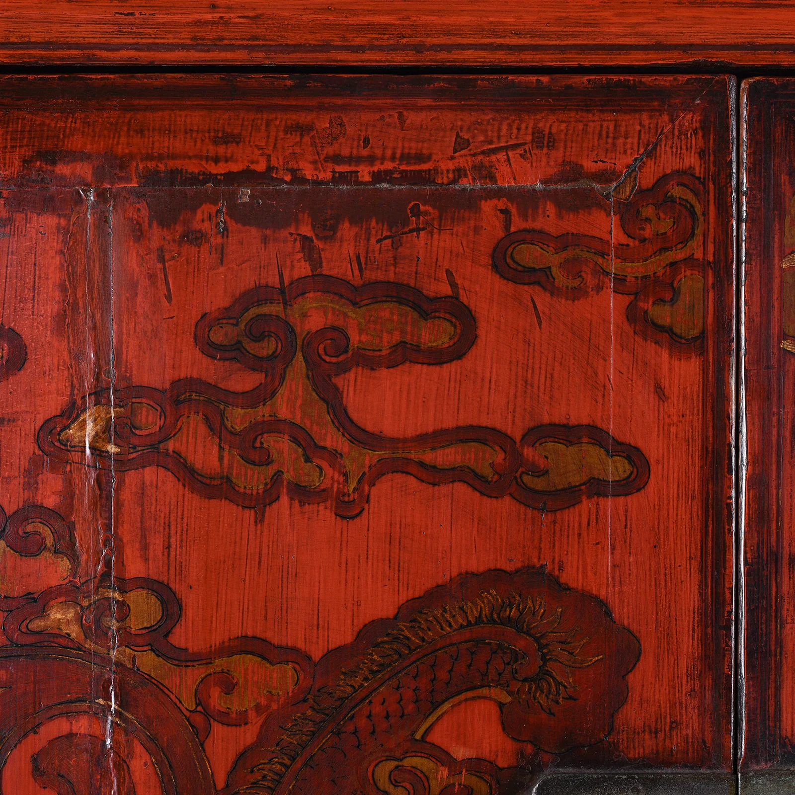 Red Lacquer Chilong Dragon Wedding Cabinet -19th Century - Image 11