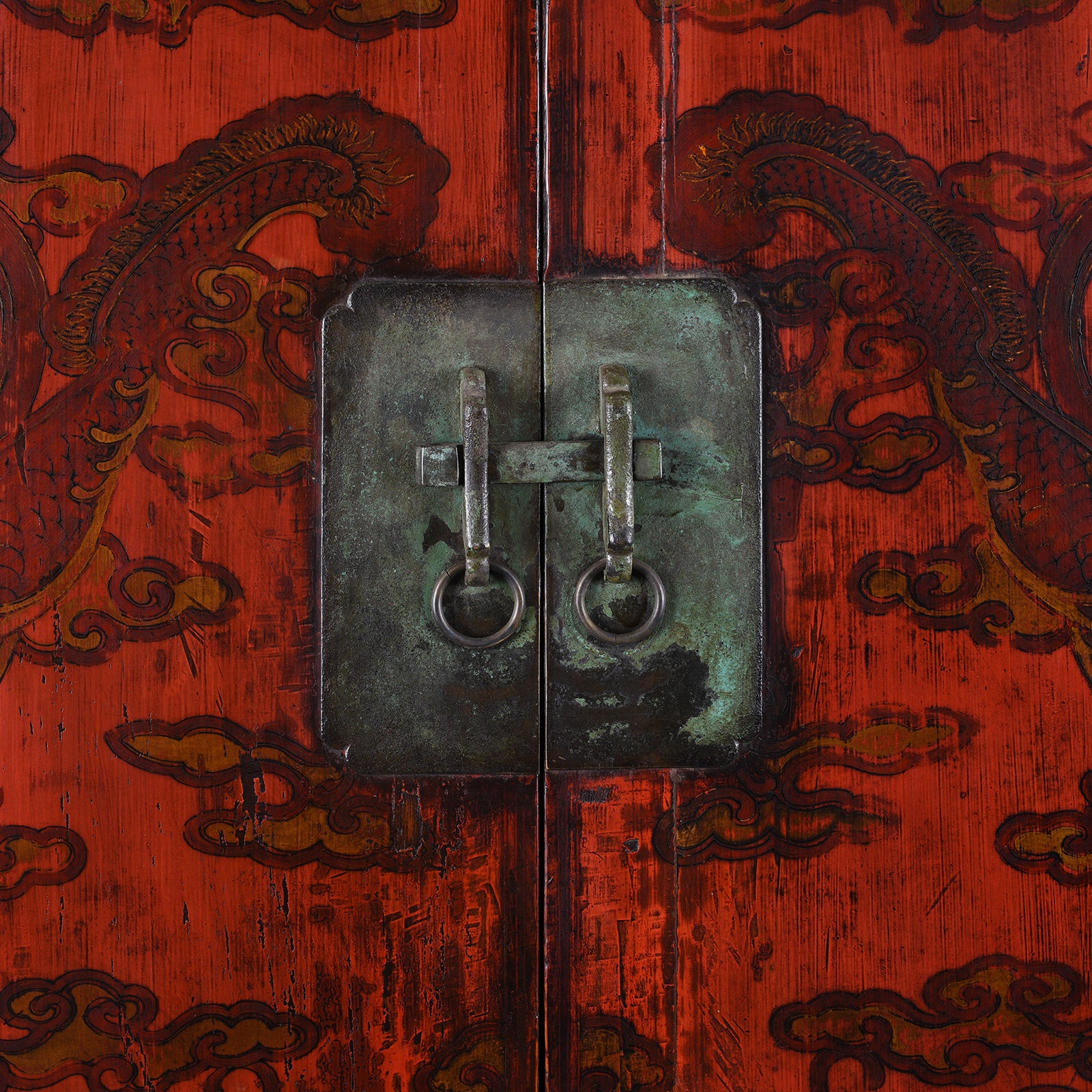 Red Lacquer Chilong Dragon Wedding Cabinet -19th Century - Image 15