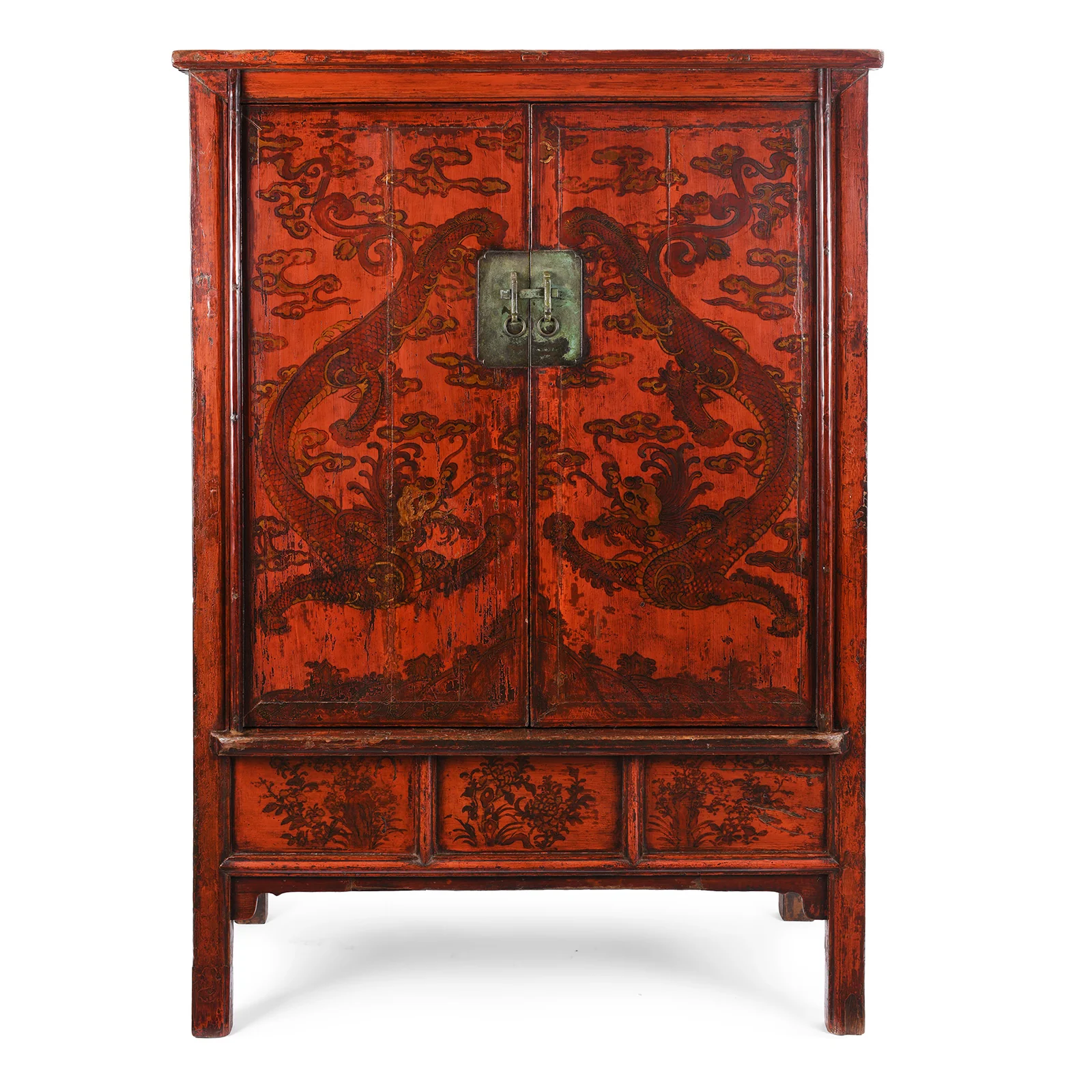Red Lacquer Chilong Dragon Wedding Cabinet -19th Century - Image 2