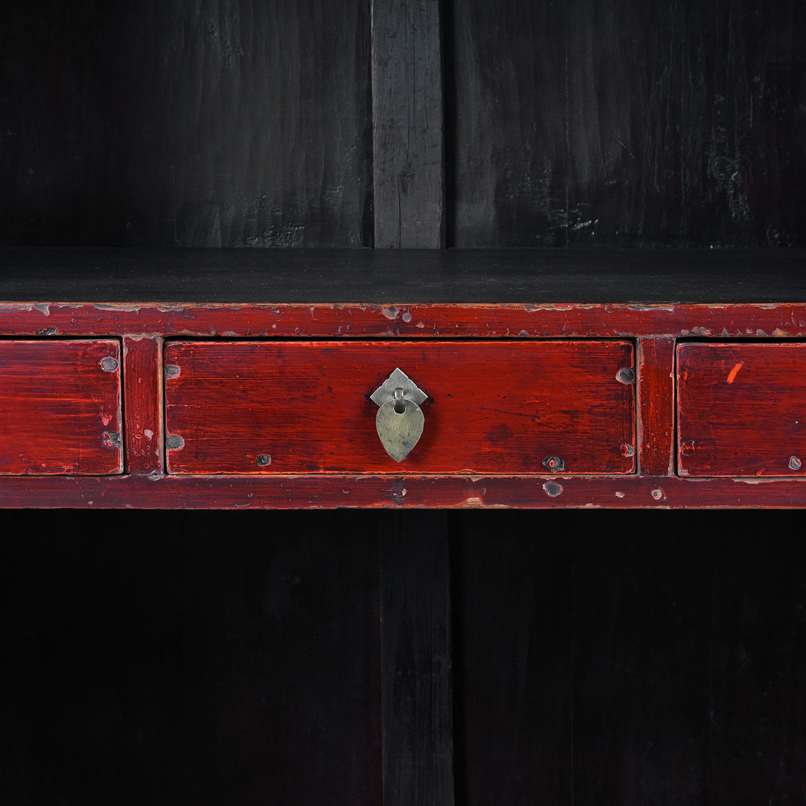 Red Lacquer Chilong Dragon Wedding Cabinet -19th Century - Image 6