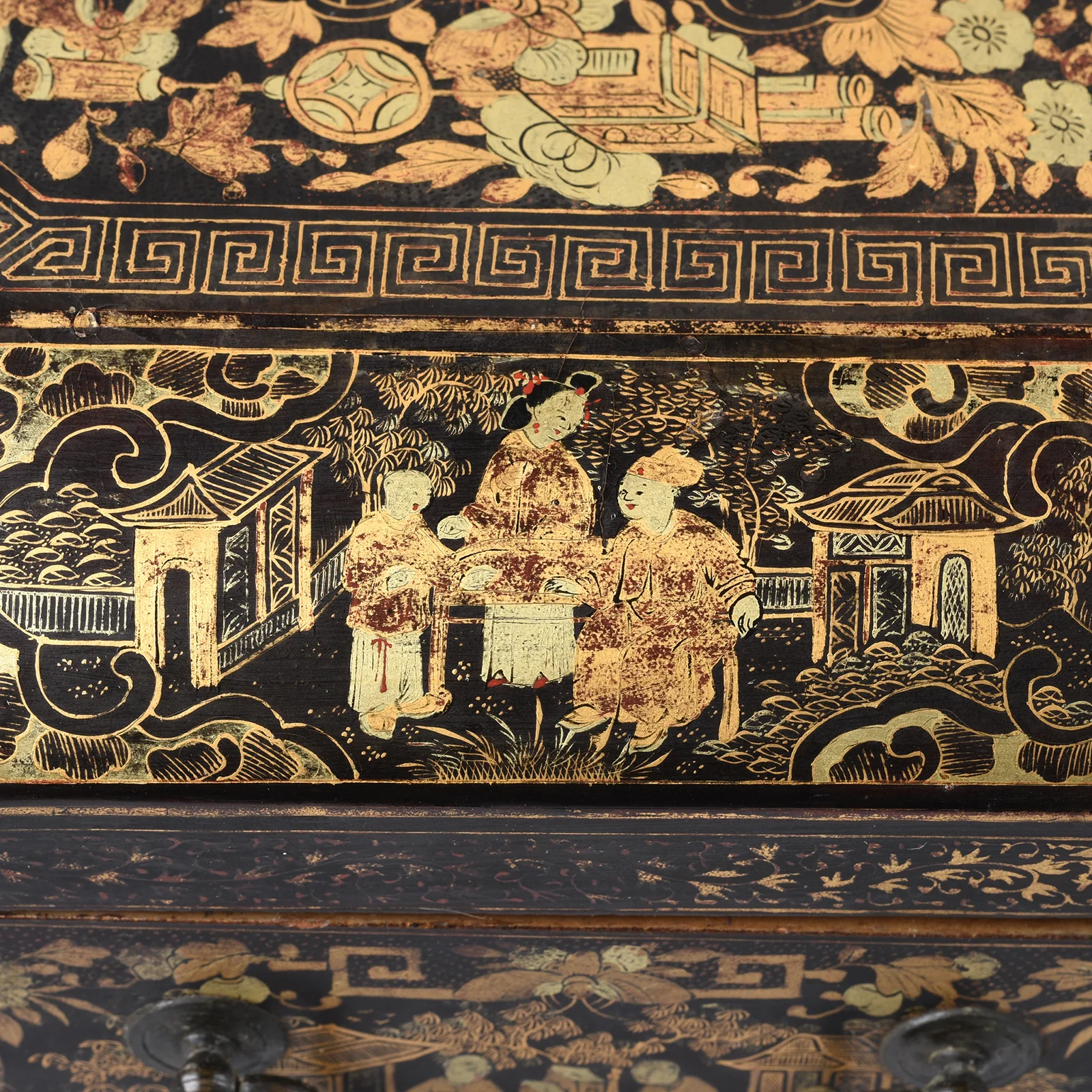 Gilt Black Lacquer Chinese Export Sewing Box - Early 19th Century - Image 11