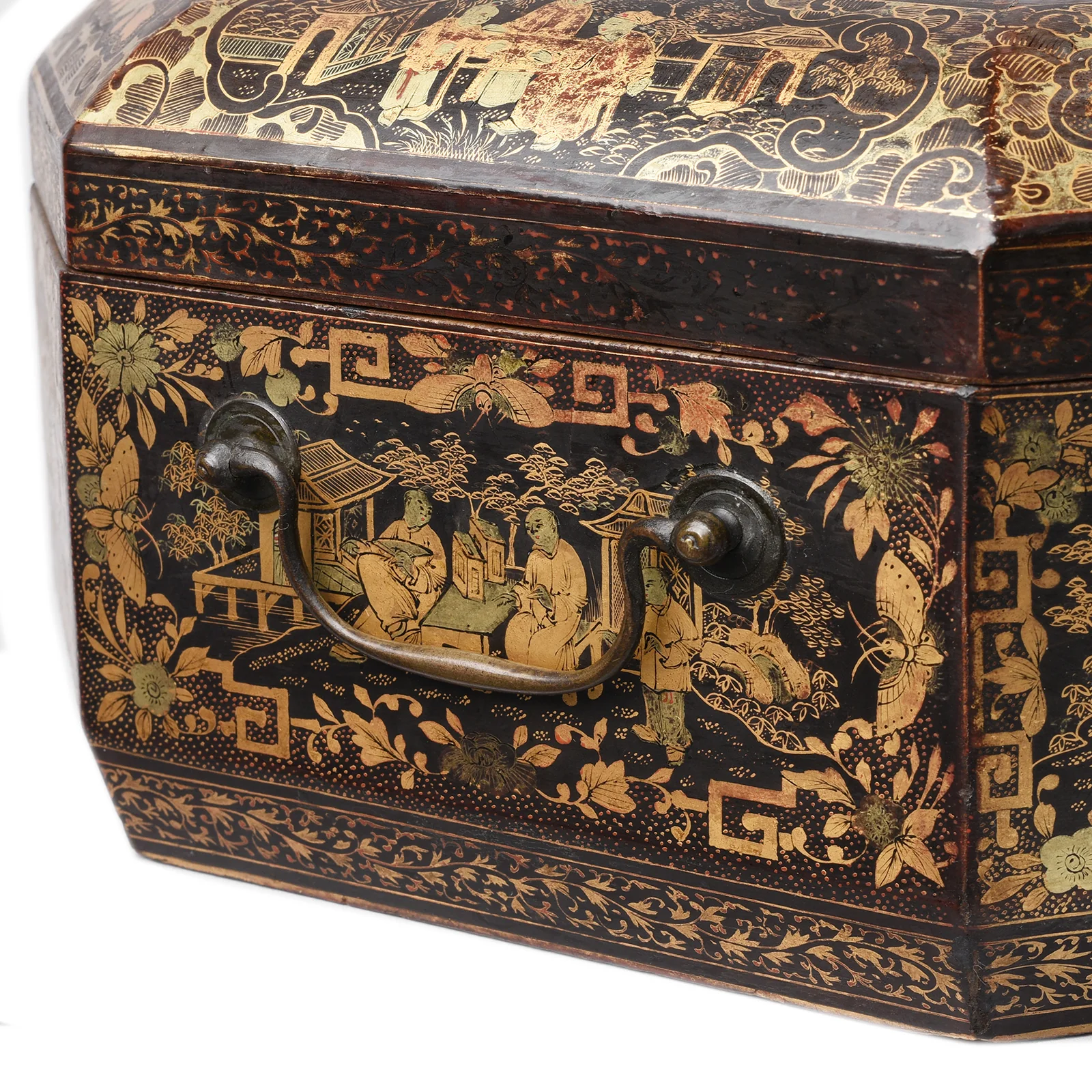 Gilt Black Lacquer Chinese Export Sewing Box - Early 19th Century - Image 14