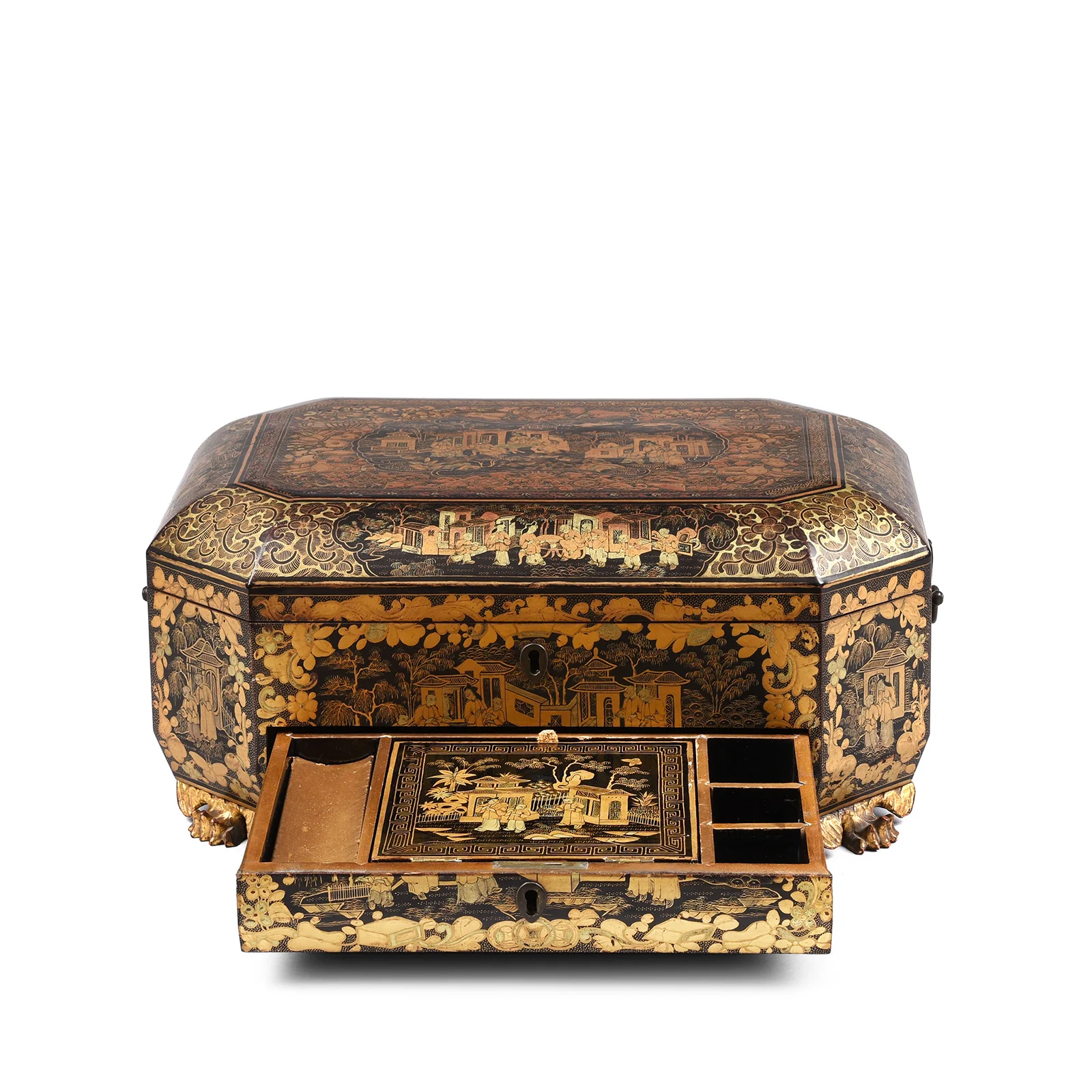 Black Lacquer Canton Export Sewing Box - Early 19th Century - Image 3
