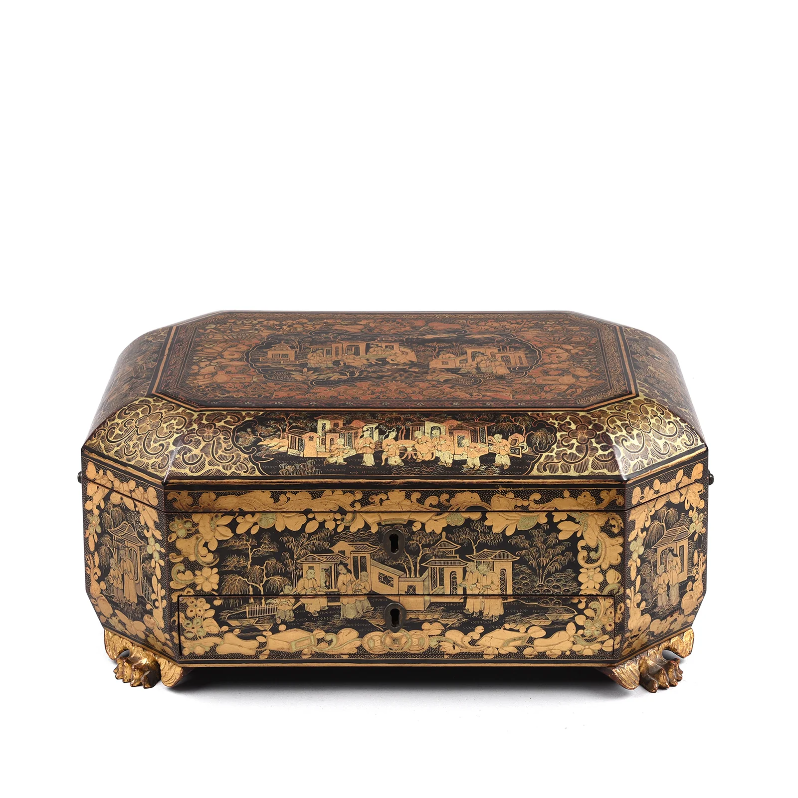 Black Lacquer Canton Export Sewing Box - Early 19th Century - Image 5