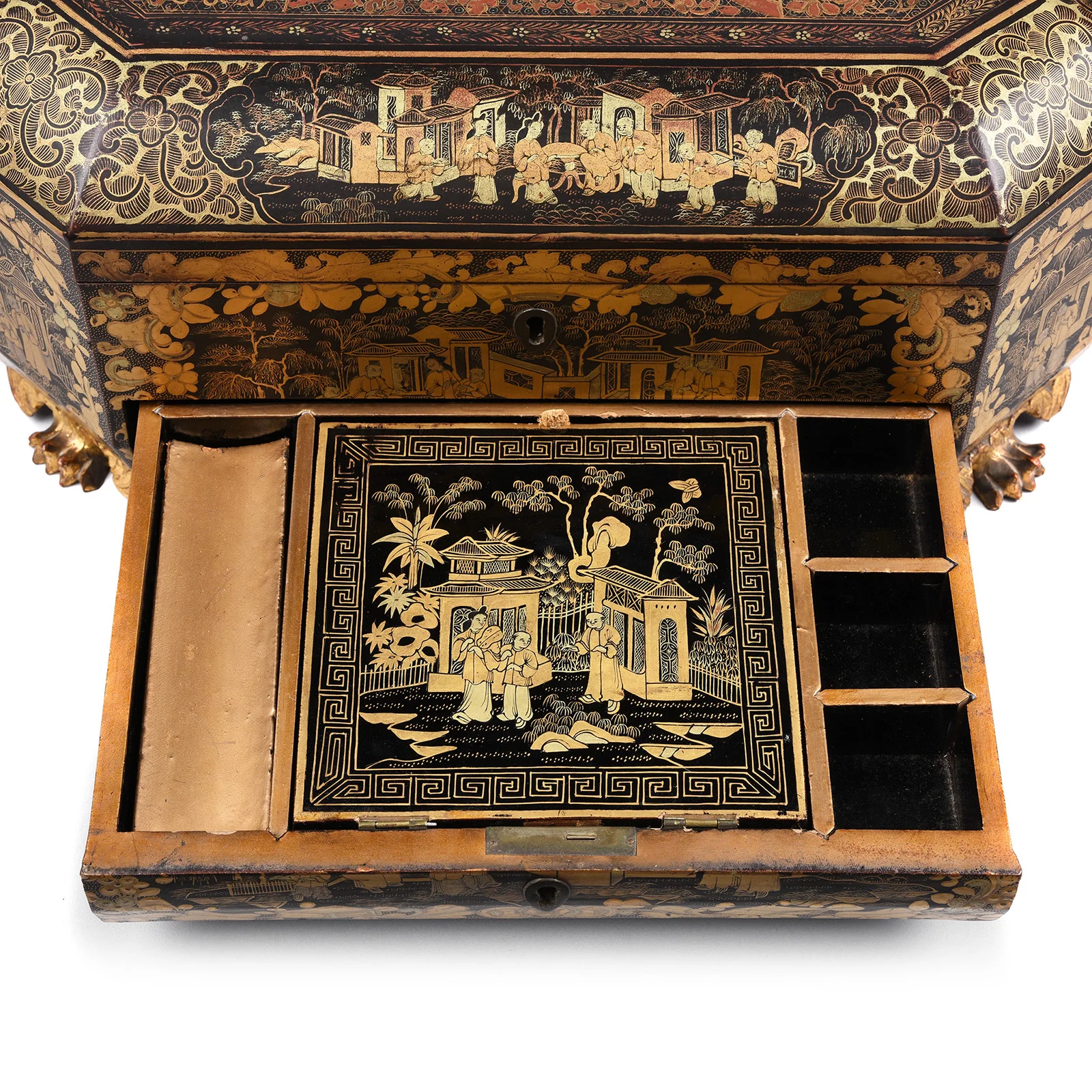 Black Lacquer Canton Export Sewing Box - Early 19th Century - Image 6
