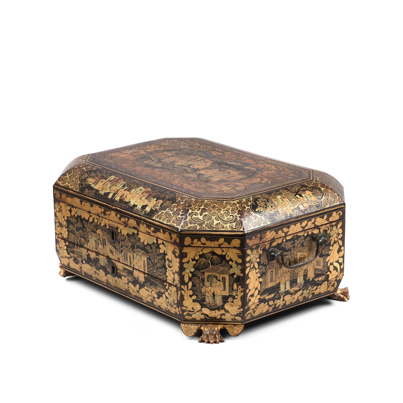 Black Lacquer Canton Export Sewing Box - Early 19th Century - Image 7