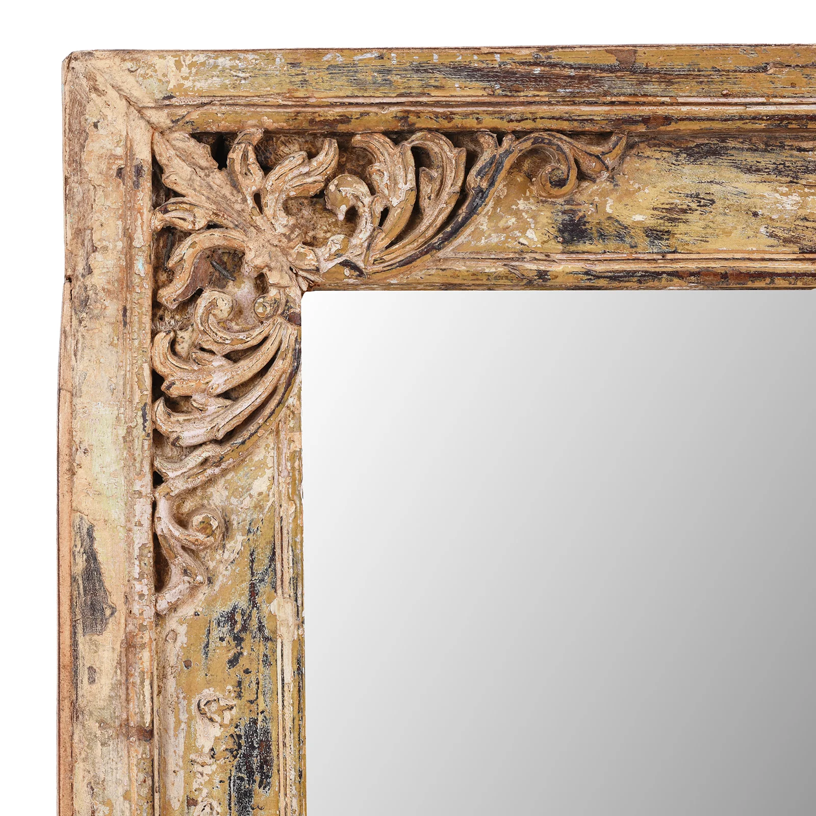 Cream Painted Carved Teak Mirror - 19th Century - Image 3