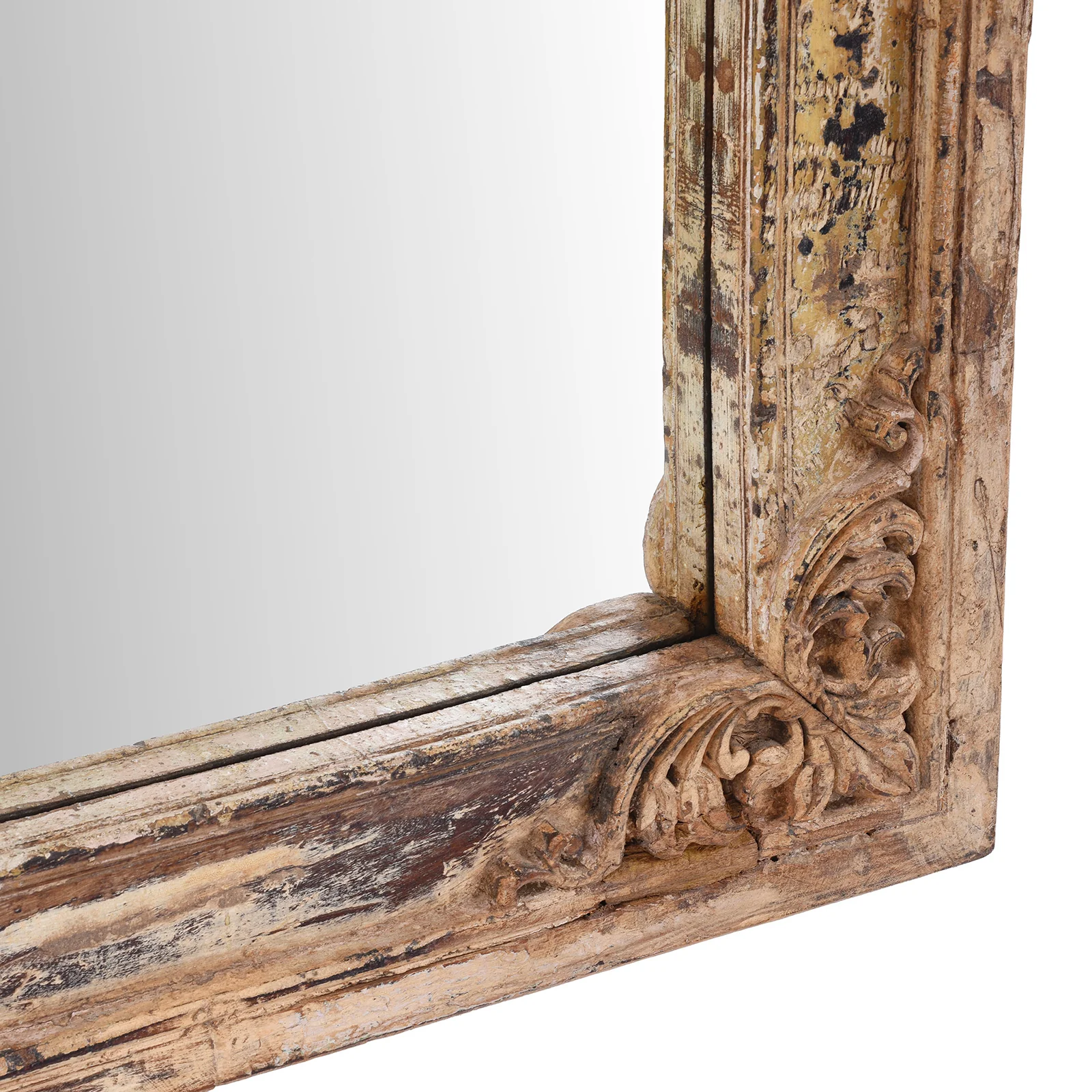 Cream Painted Carved Teak Mirror - 19th Century - Image 5