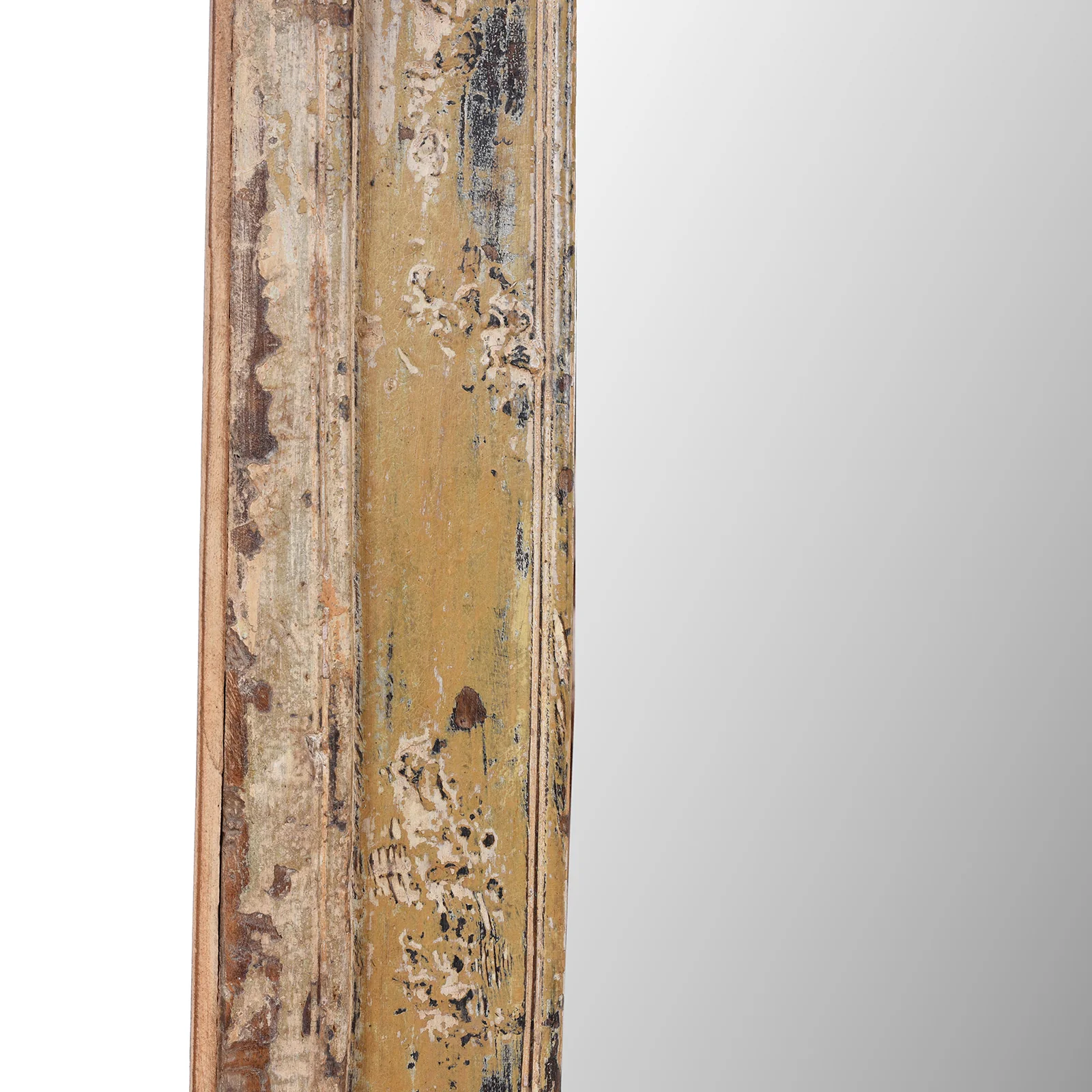 Cream Painted Carved Teak Mirror - 19th Century - Image 6