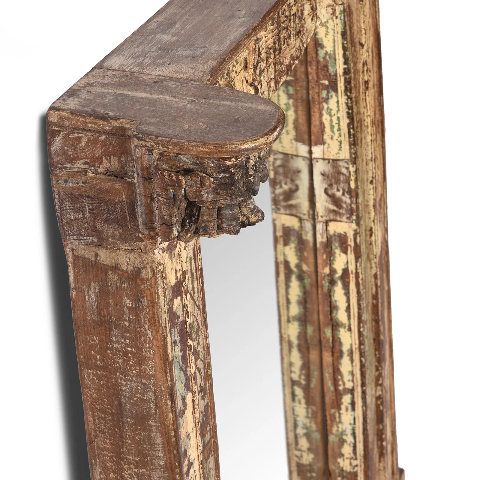 Cream Painted Mirror Made From Old Architectural Teak (66 x 95 cm) - Image 6