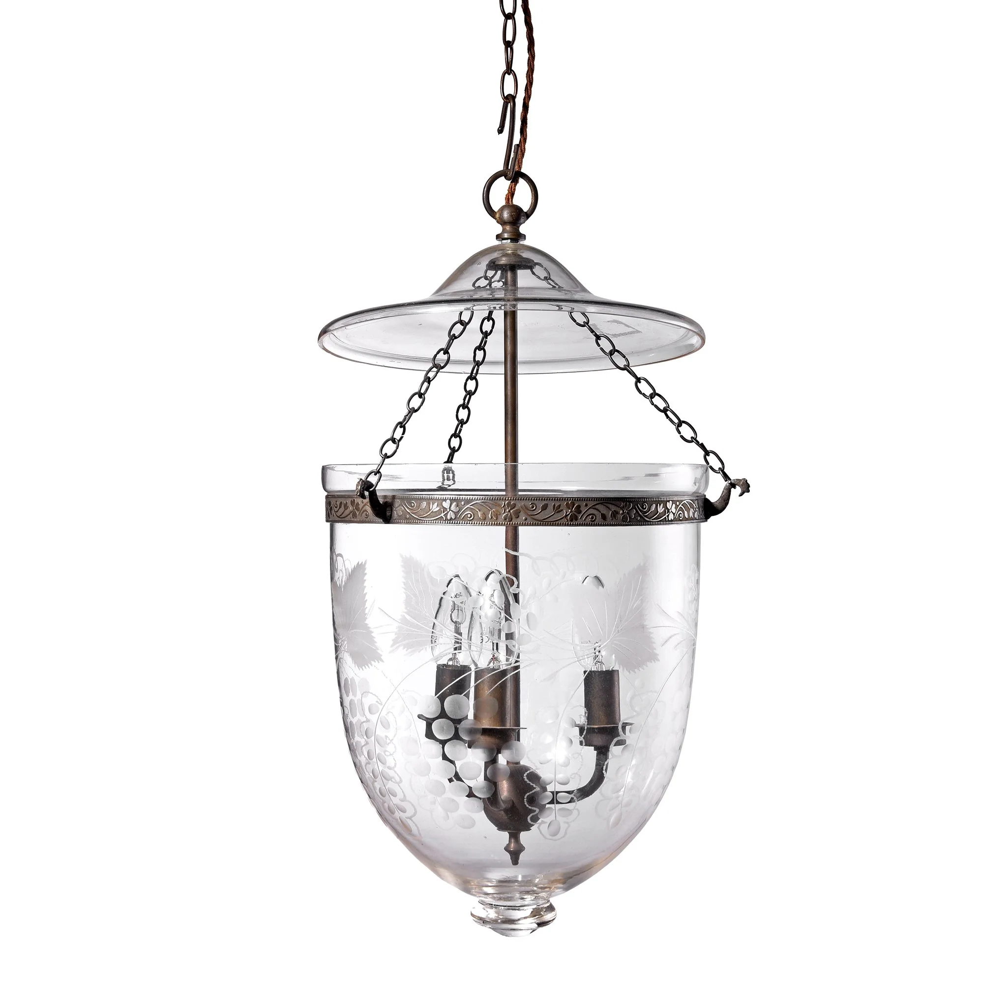 Engraved Glass Hundi Lantern With 3 Way Fitting - Grapes - Image 2