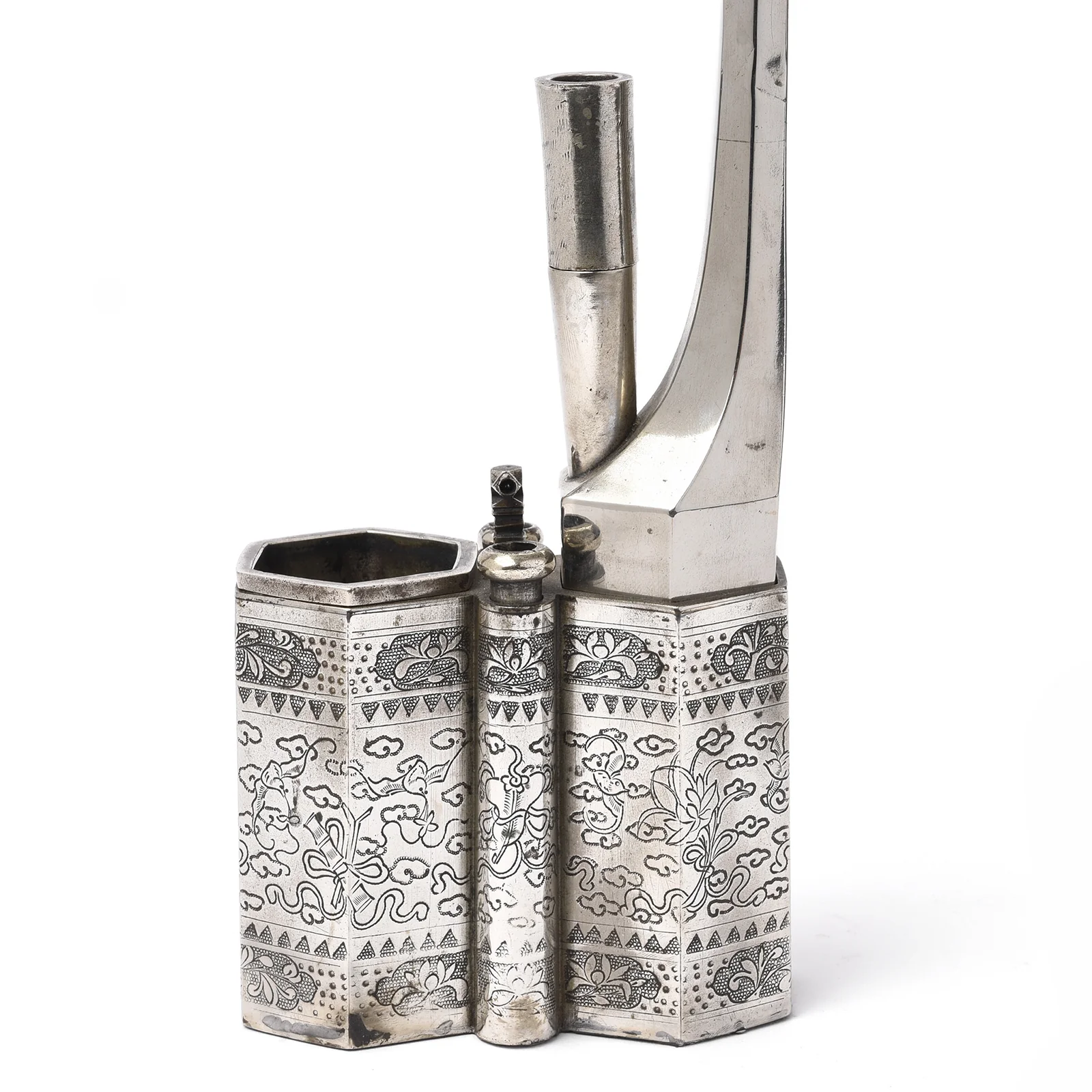 Engraved Paktong Chinese Water Pipe - Ca 1900 - Image 3