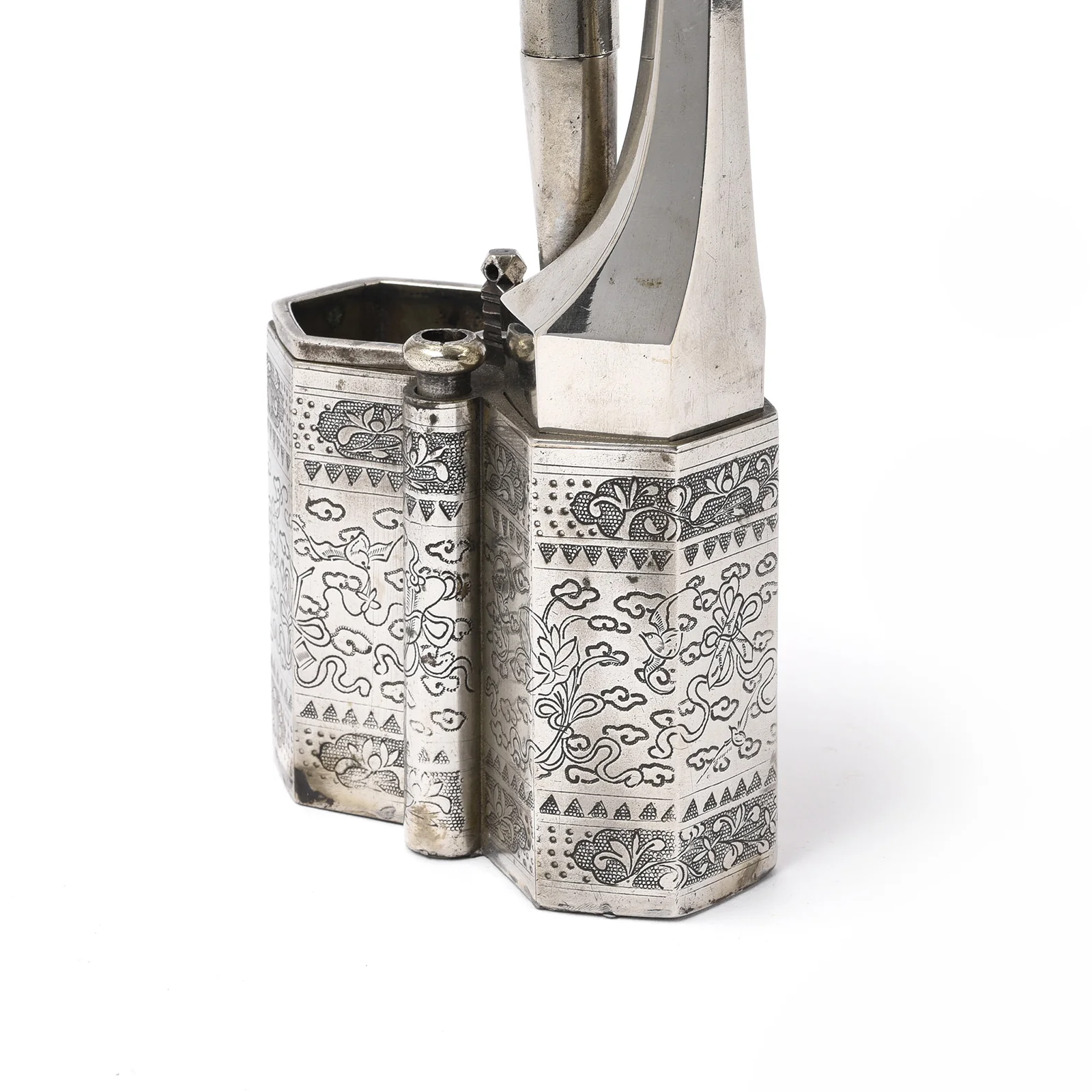 Engraved Paktong Chinese Water Pipe - Ca 1900 - Image 4