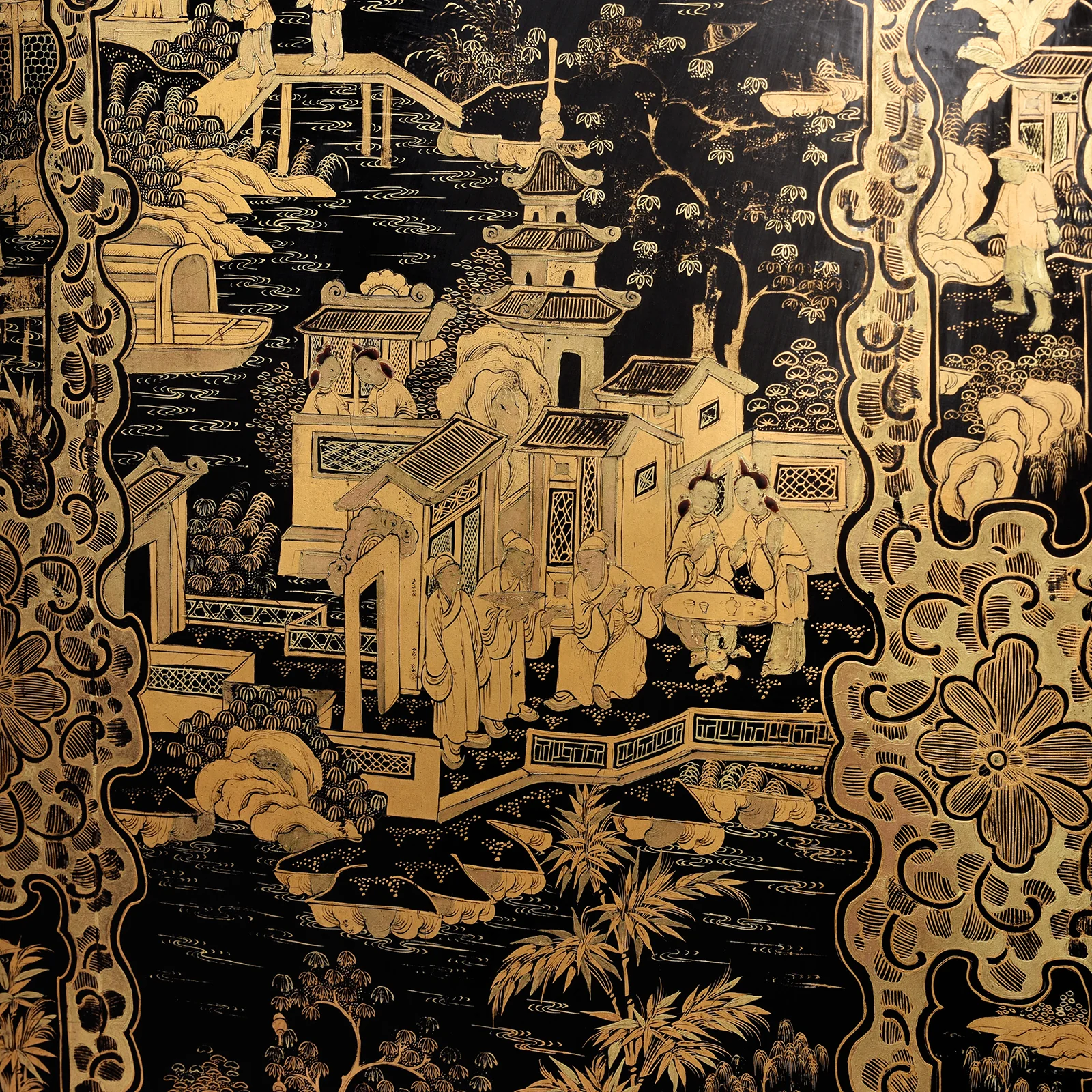 Gilt Black Lacquer Chinese Export Jewellery Cabinet - Early 19thC - Image 10