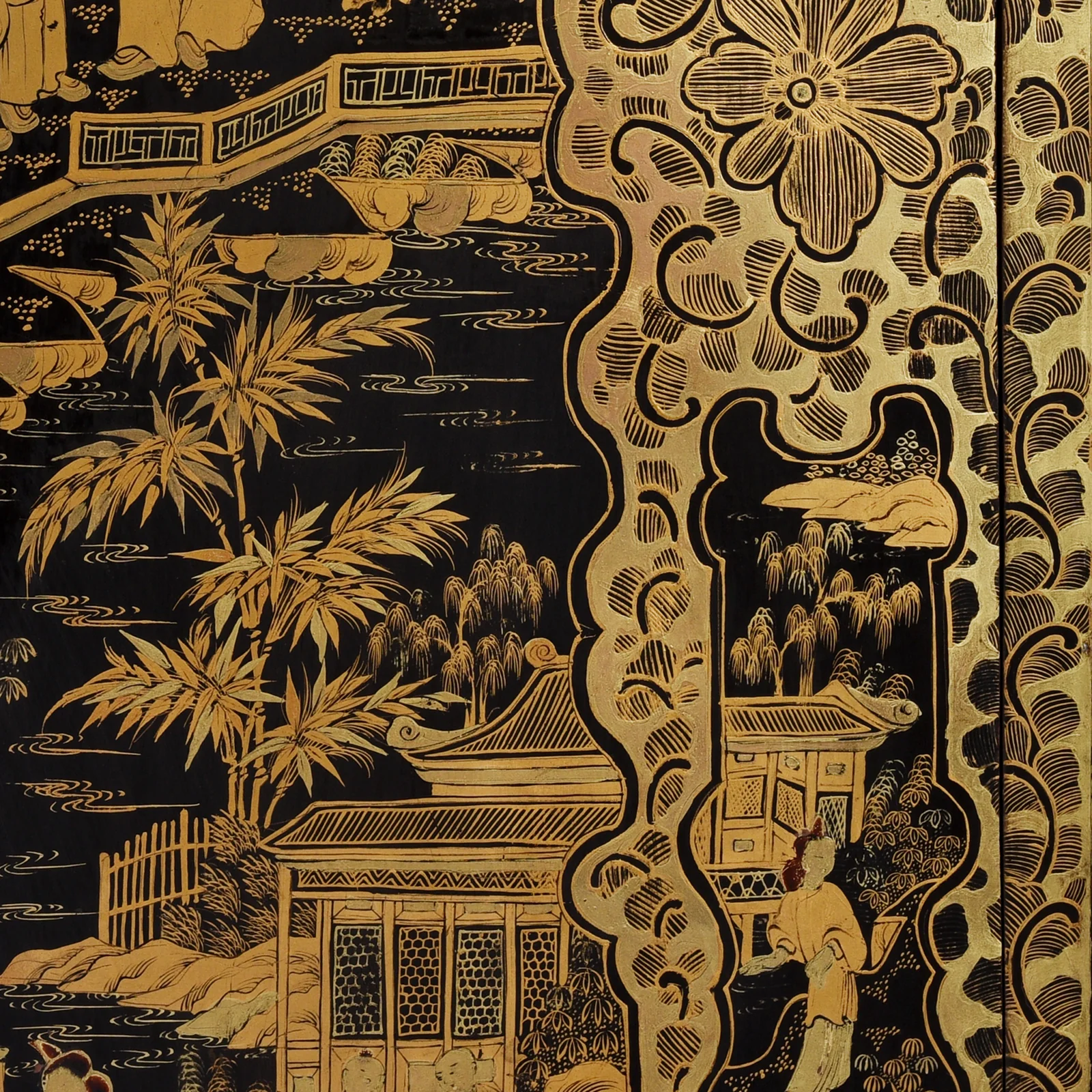 Gilt Black Lacquer Chinese Export Jewellery Cabinet - Early 19thC - Image 11