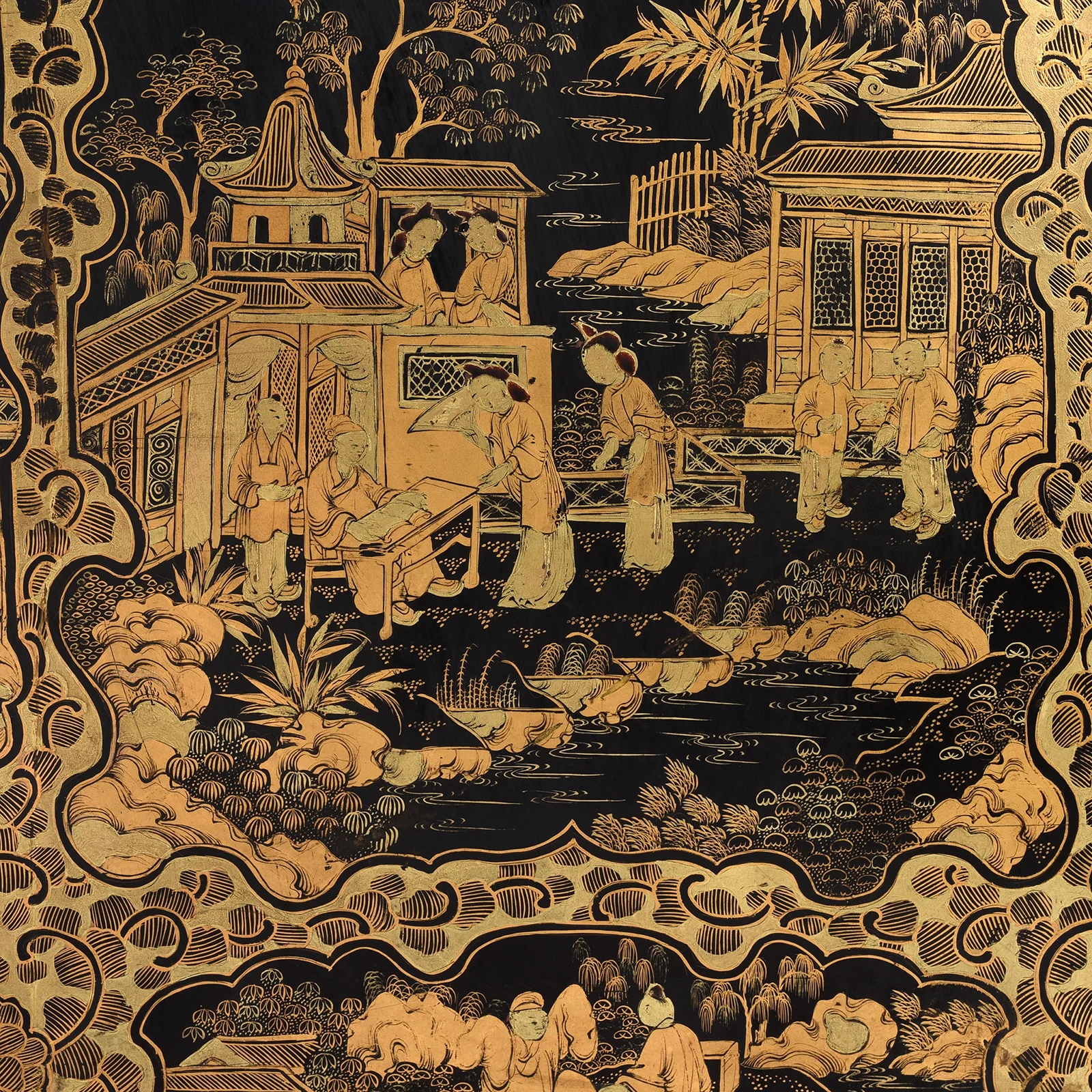Gilt Black Lacquer Chinese Export Jewellery Cabinet - Early 19thC - Image 12