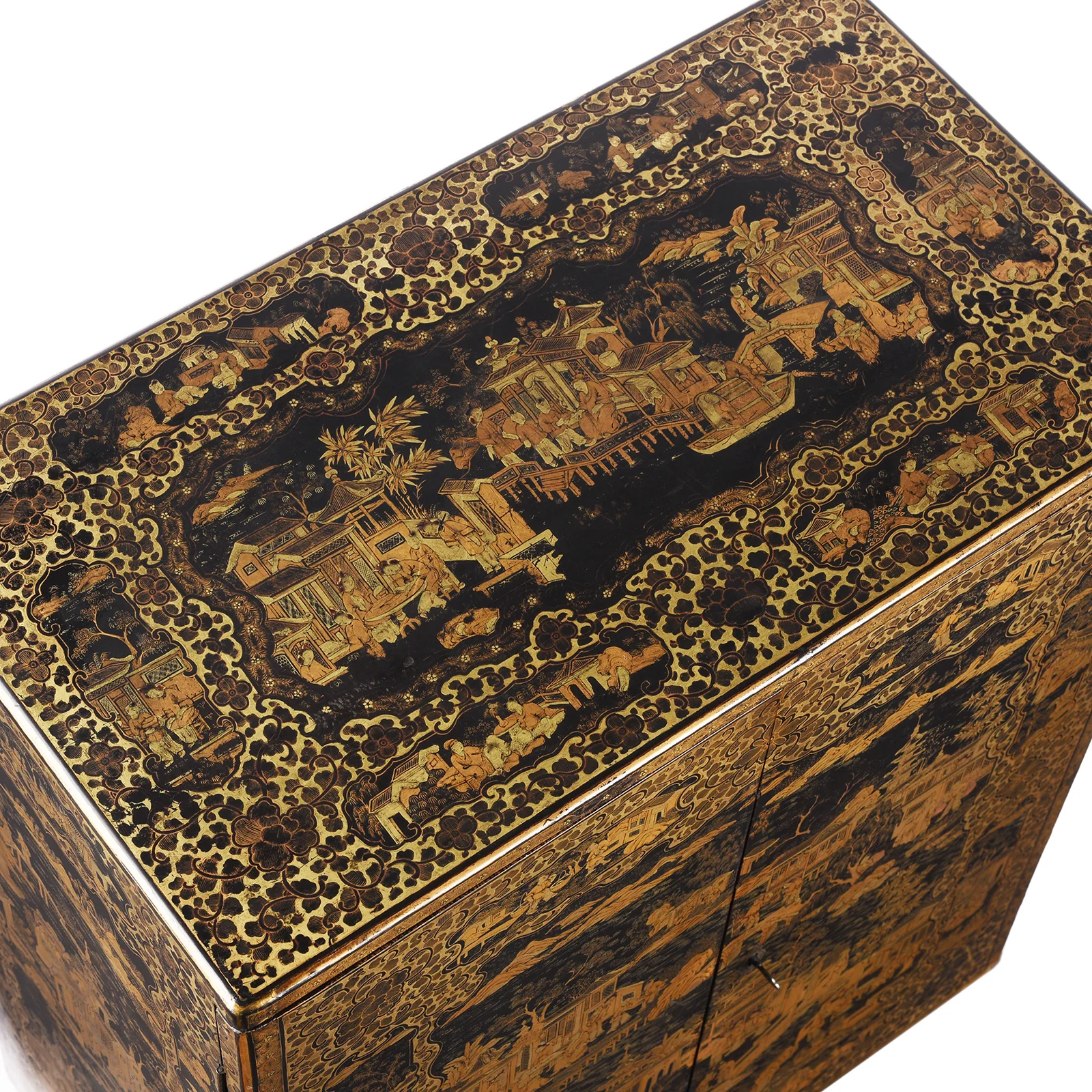 Gilt Black Lacquer Chinese Export Jewellery Cabinet - Early 19thC - Image 15